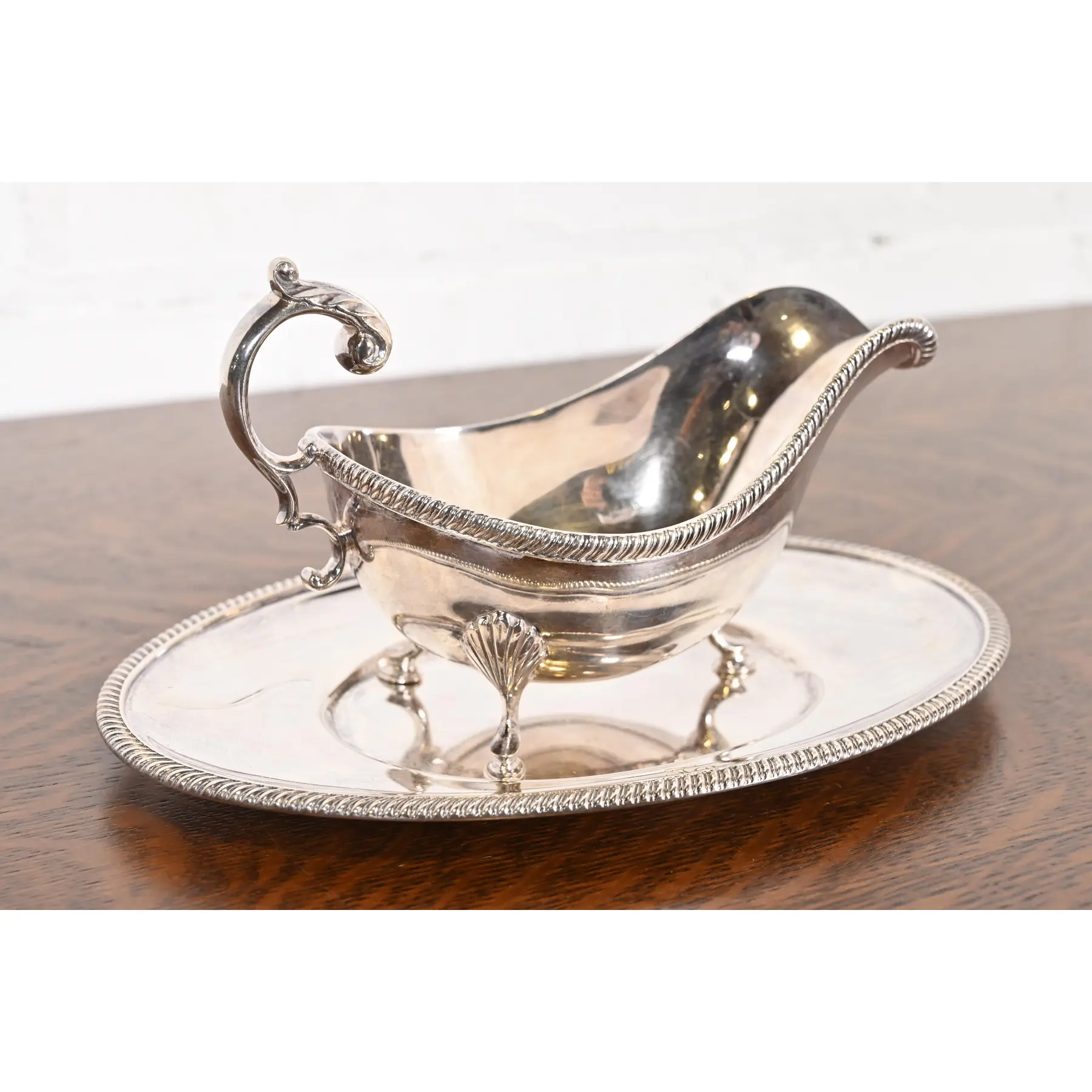 Tiffany & Co. Antique Silverplate Gravy Boat With Tray - Image 3