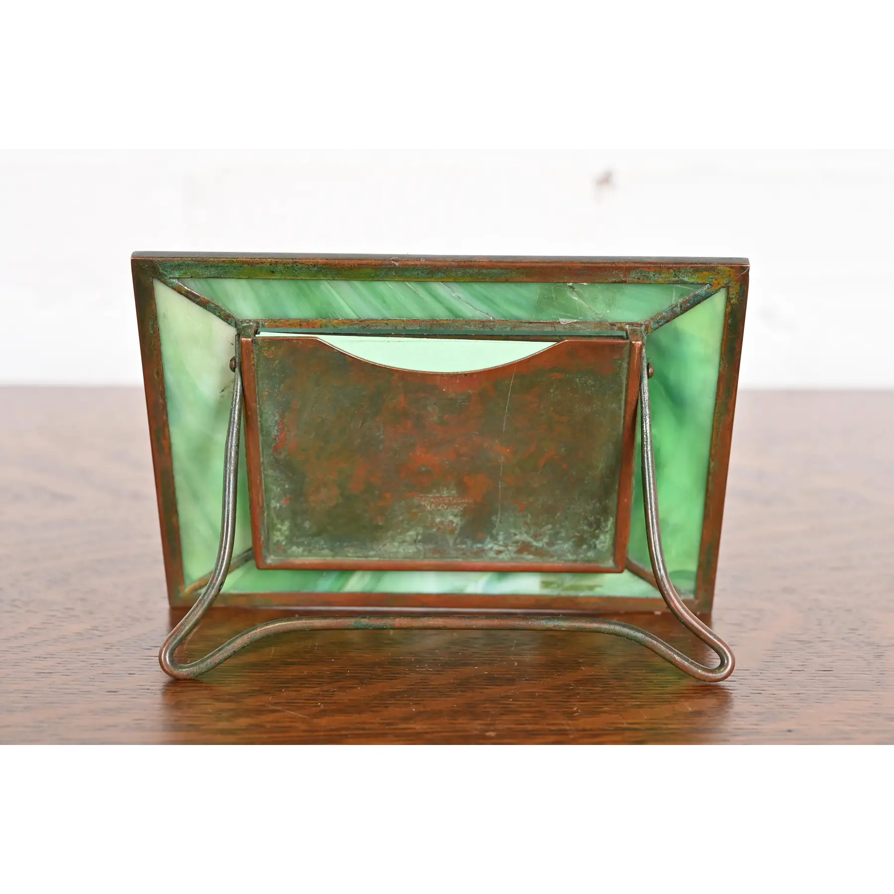 Tiffany Studios New York Grapevine Bronze and Slag Glass Desk Calendar Frame or Picture Frame - Image 8