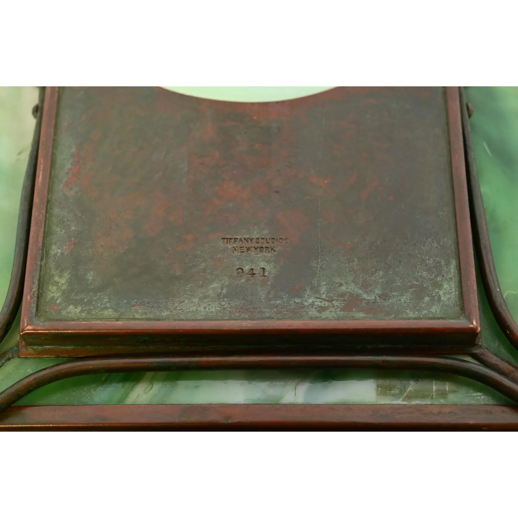 Tiffany Studios New York Grapevine Bronze and Slag Glass Desk Calendar Frame or Picture Frame - Image 9