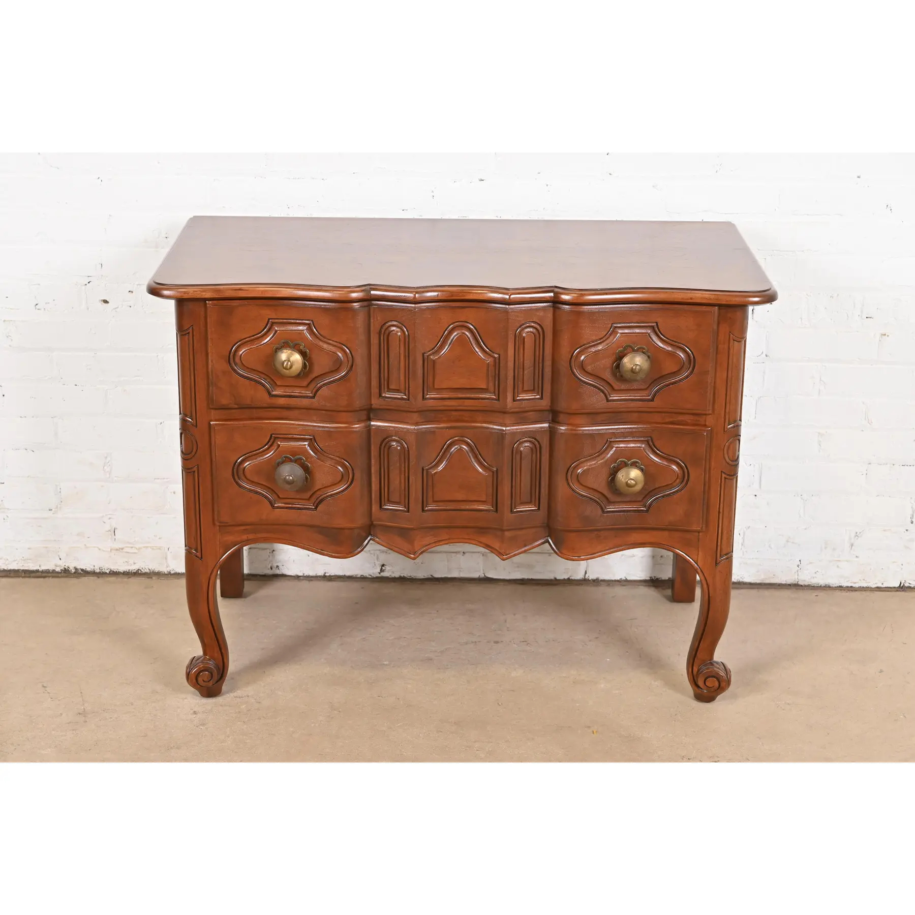 Baker Furniture Italian Provincial Louis XV Carved Walnut Chest of Drawers or Commode, Newly Refinished - Image 2