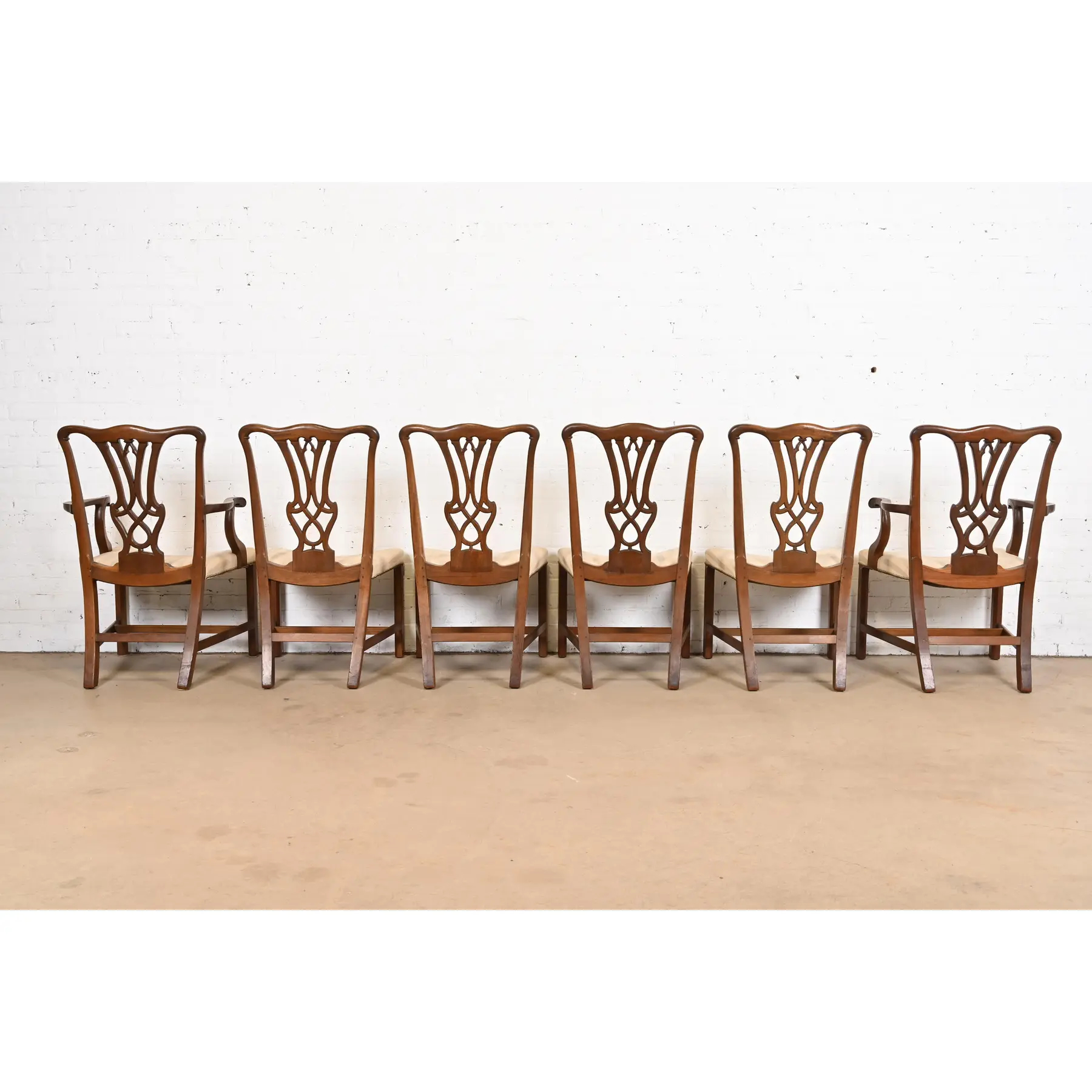 Baker Furniture Style Georgian Carved Mahogany Dining Chairs, Set of Six - Image 5