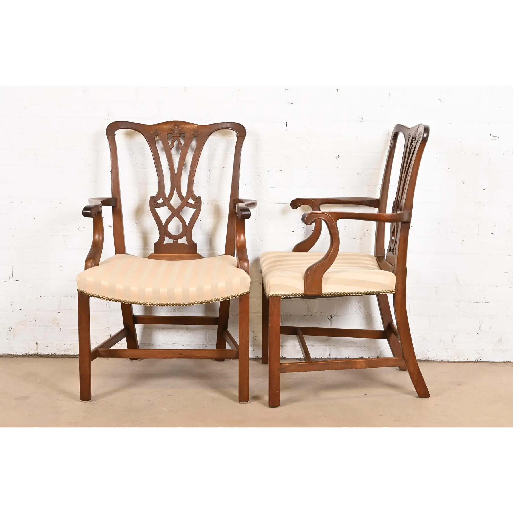 Baker Furniture Style Georgian Carved Mahogany Dining Chairs, Set of Six - Image 11