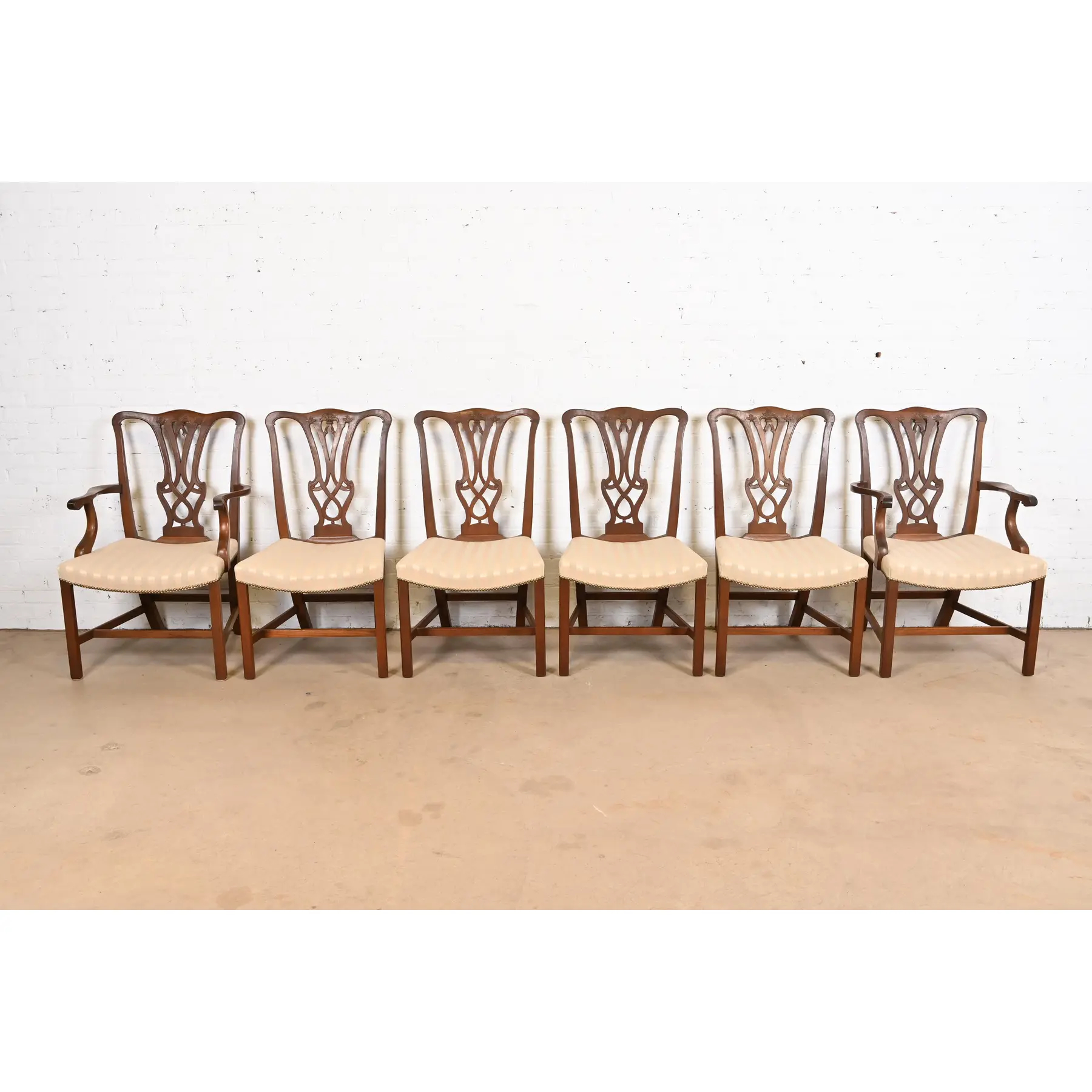 Baker Furniture Style Georgian Carved Mahogany Dining Chairs, Set of Six - Image 2