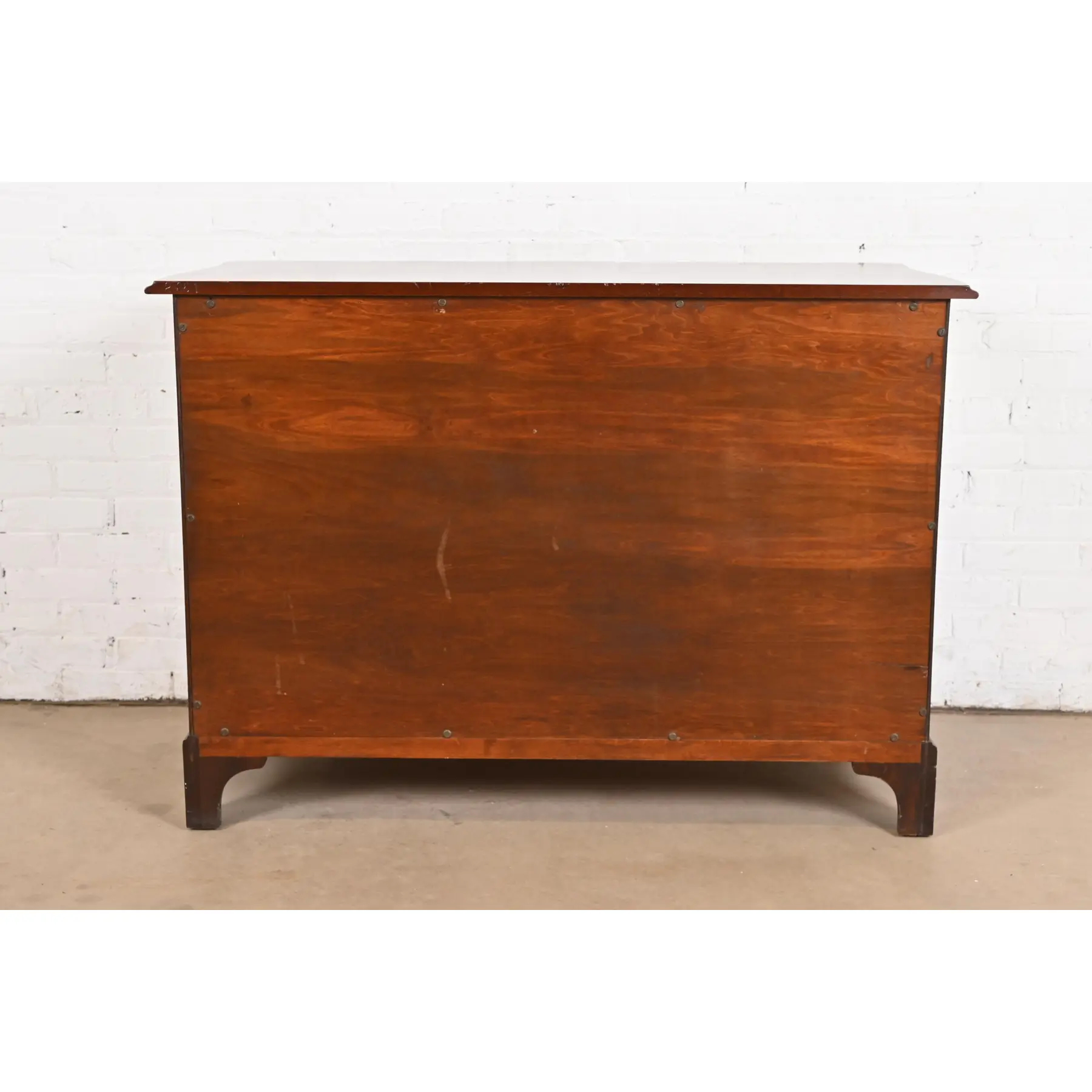 Baker Furniture Style Georgian Carved Solid Mahogany Block Front Chest of Drawers - Image 11