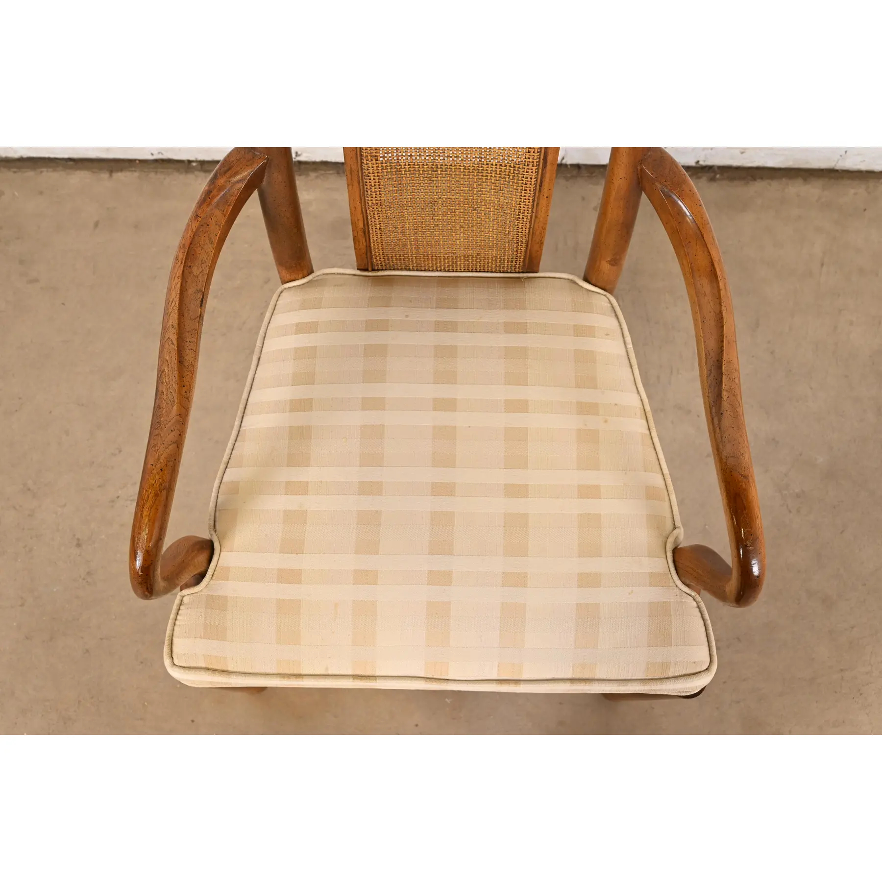 Drexel Heritage Mid-Century Modern Walnut and Cane High Back Dining Armchairs, Pair - Image 7