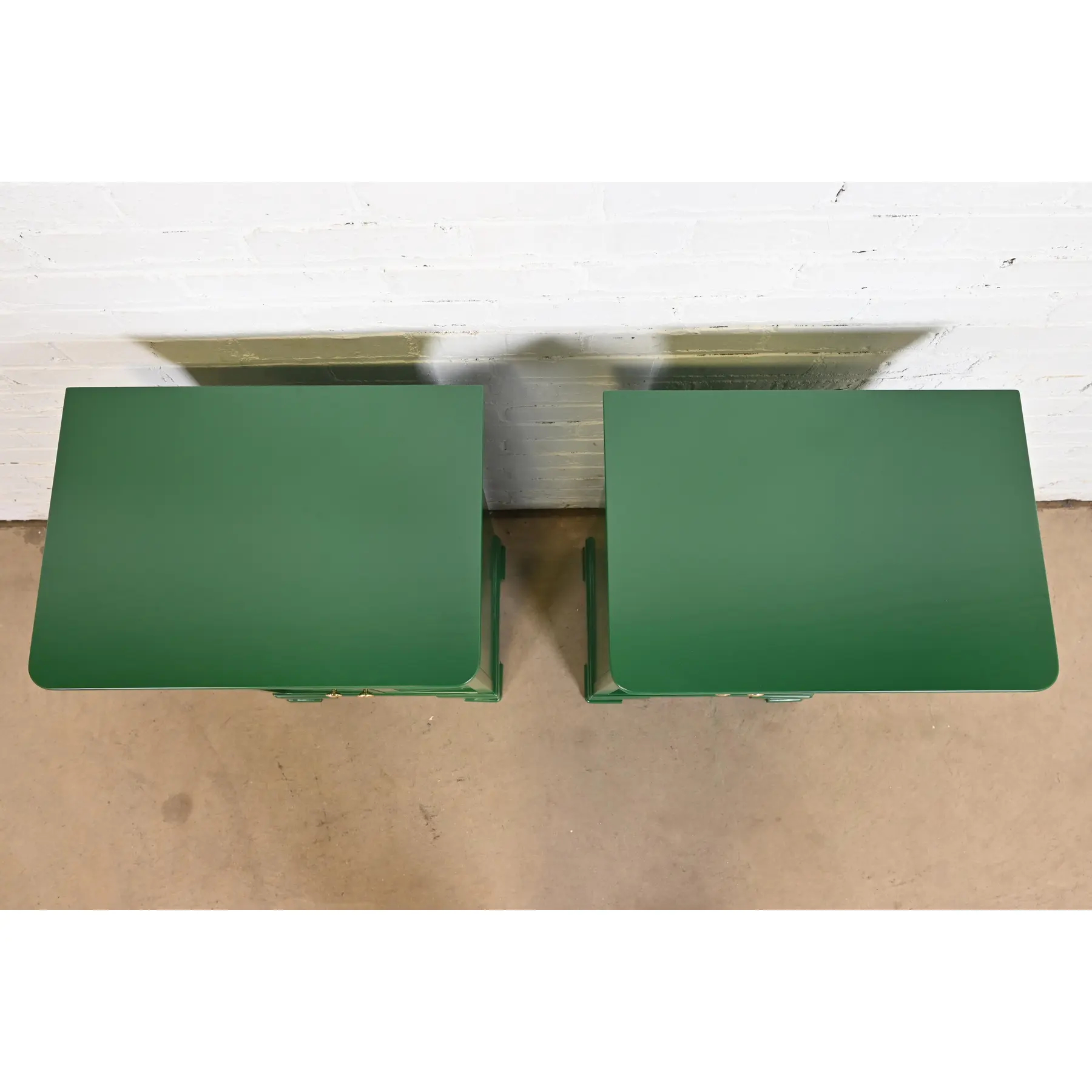 Grange French Louis Philippe Green Lacquered Nightstands, Newly Refinished - Image 9
