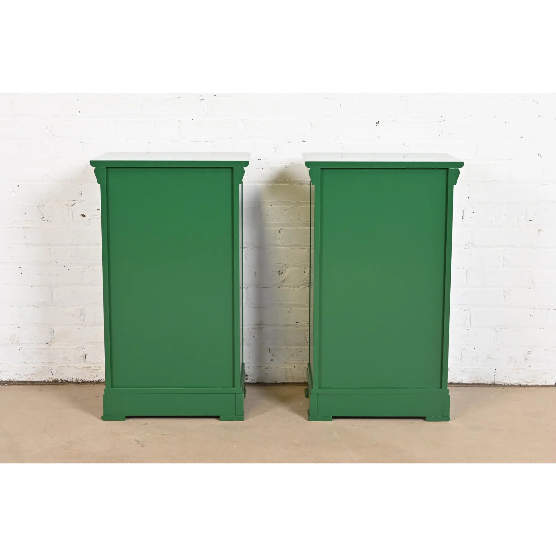 Grange French Louis Philippe Green Lacquered Nightstands, Newly Refinished - Image 11