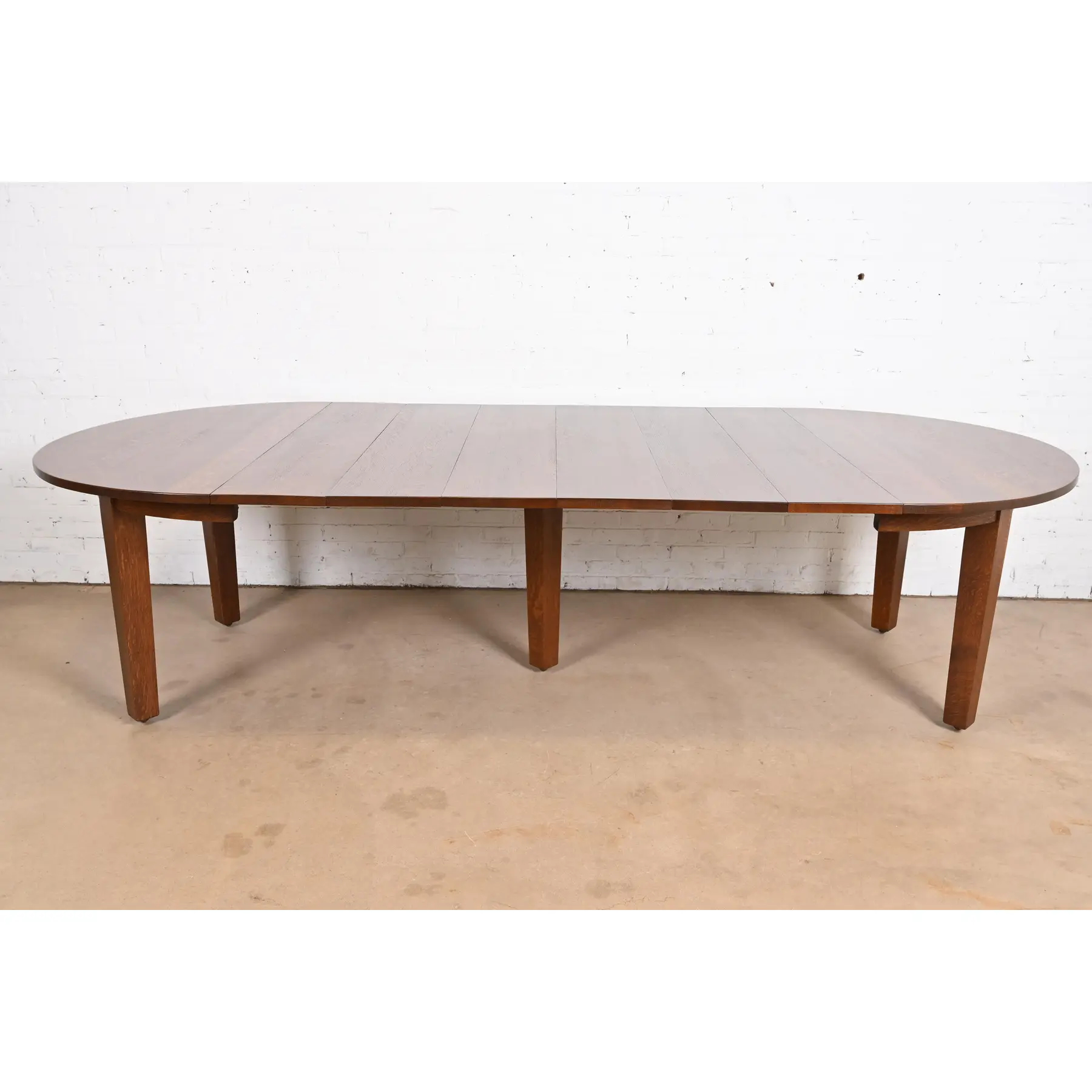 Gustav Stickley Mission Oak Arts & Crafts Extension Dining Table, Newly Refinished