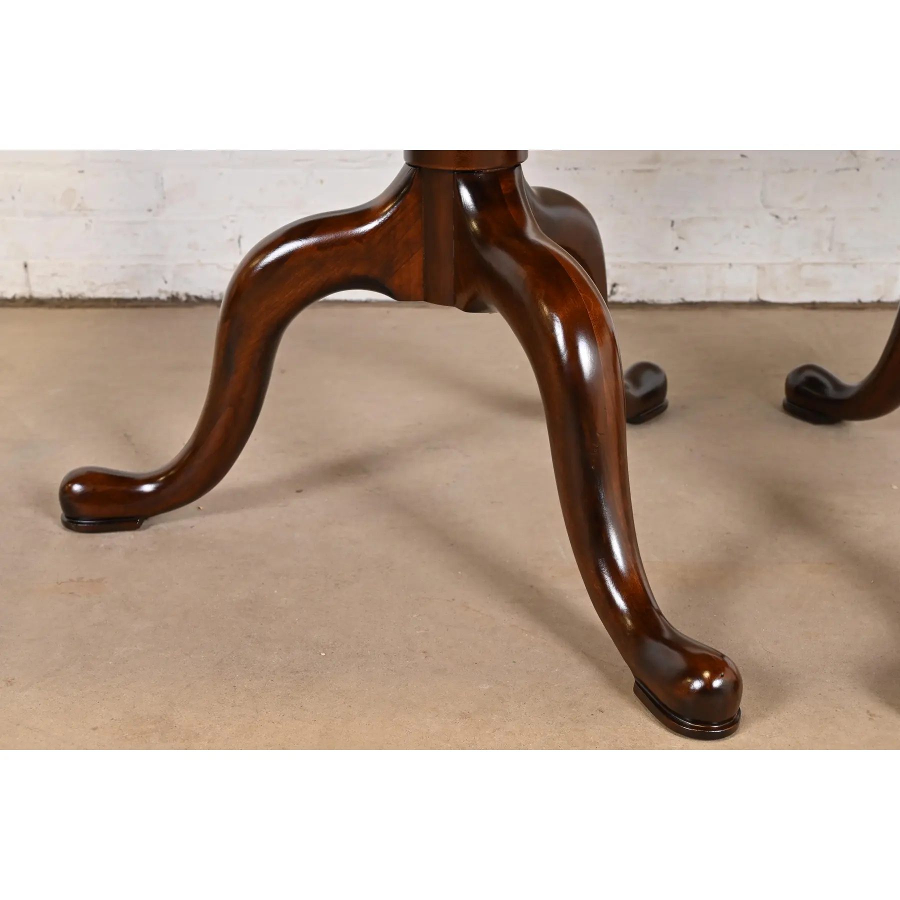 Henkel Harris Georgian Solid Cherry Wood Double Pedestal Extension Dining Table, Newly Refinished - Image 9