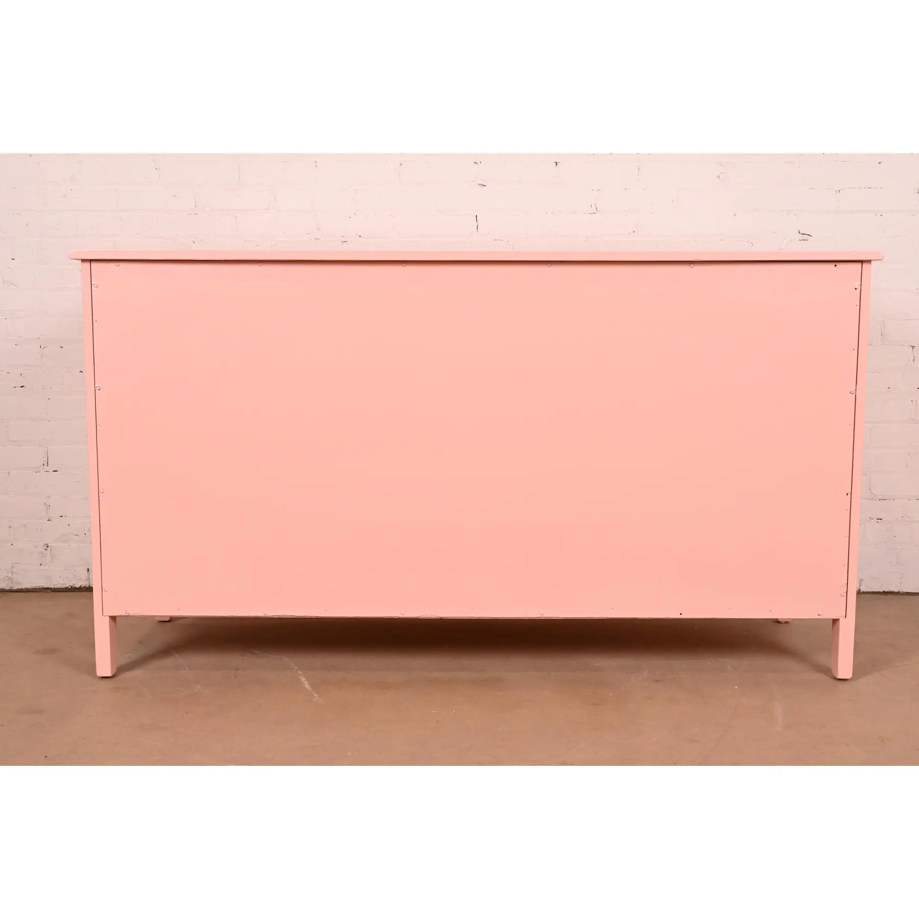 John Widdicomb French Provincial Louis XV Pink Lacquered Six-Drawer Dresser, Newly Refinished - Image 11
