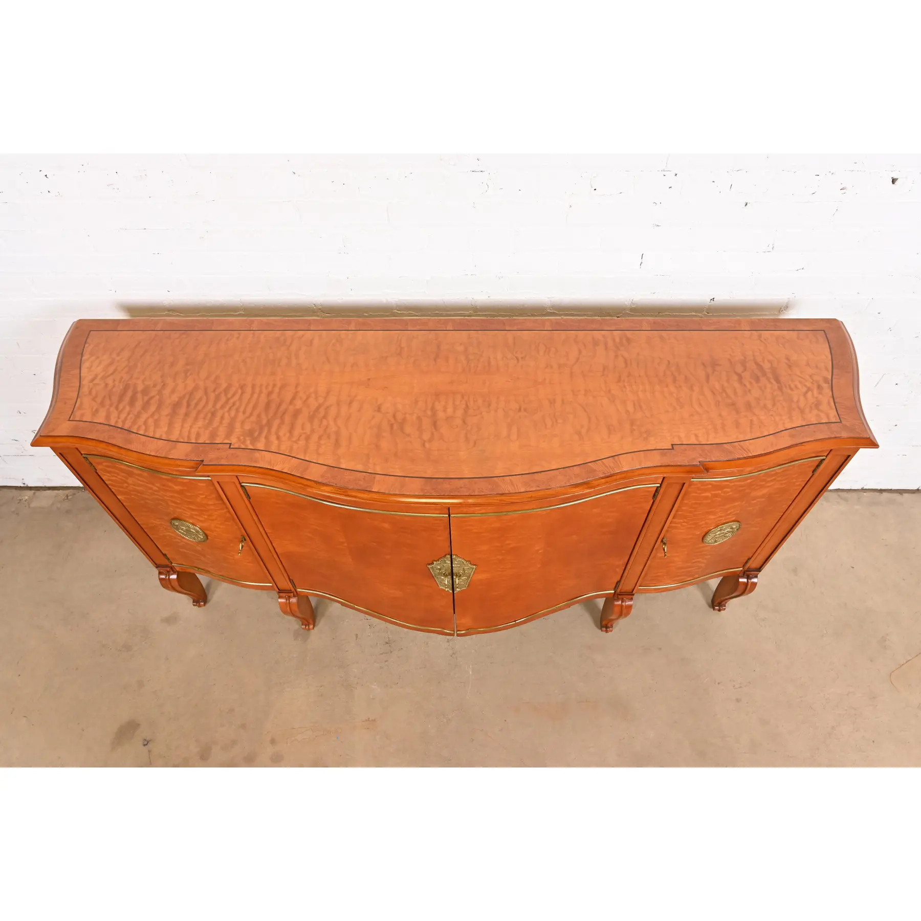 John Widdicomb French Regency Louis XVI Burl Wood and Brass Sideboard Credenza - Image 9