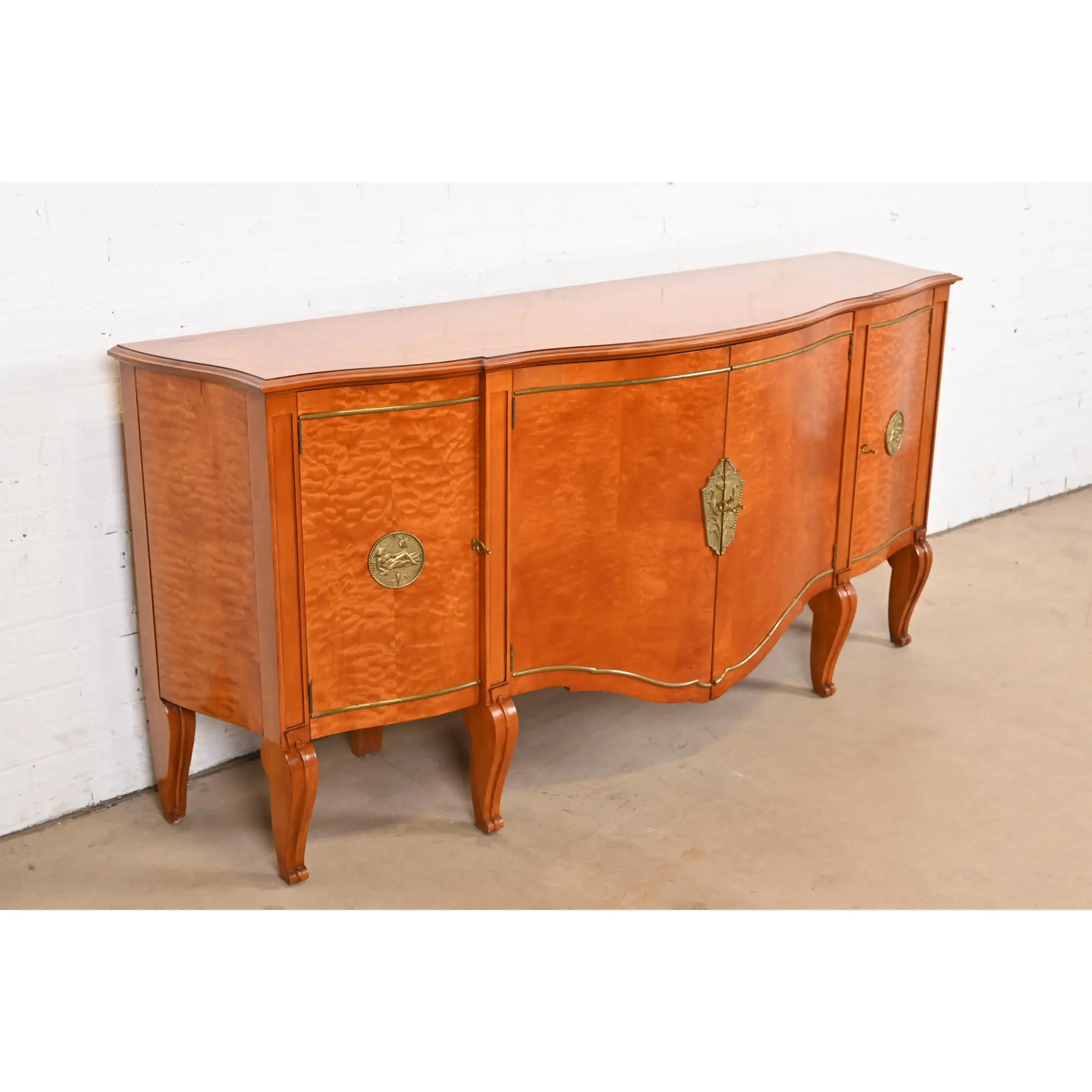 John Widdicomb French Regency Louis XVI Burl Wood and Brass Sideboard Credenza - Image 4