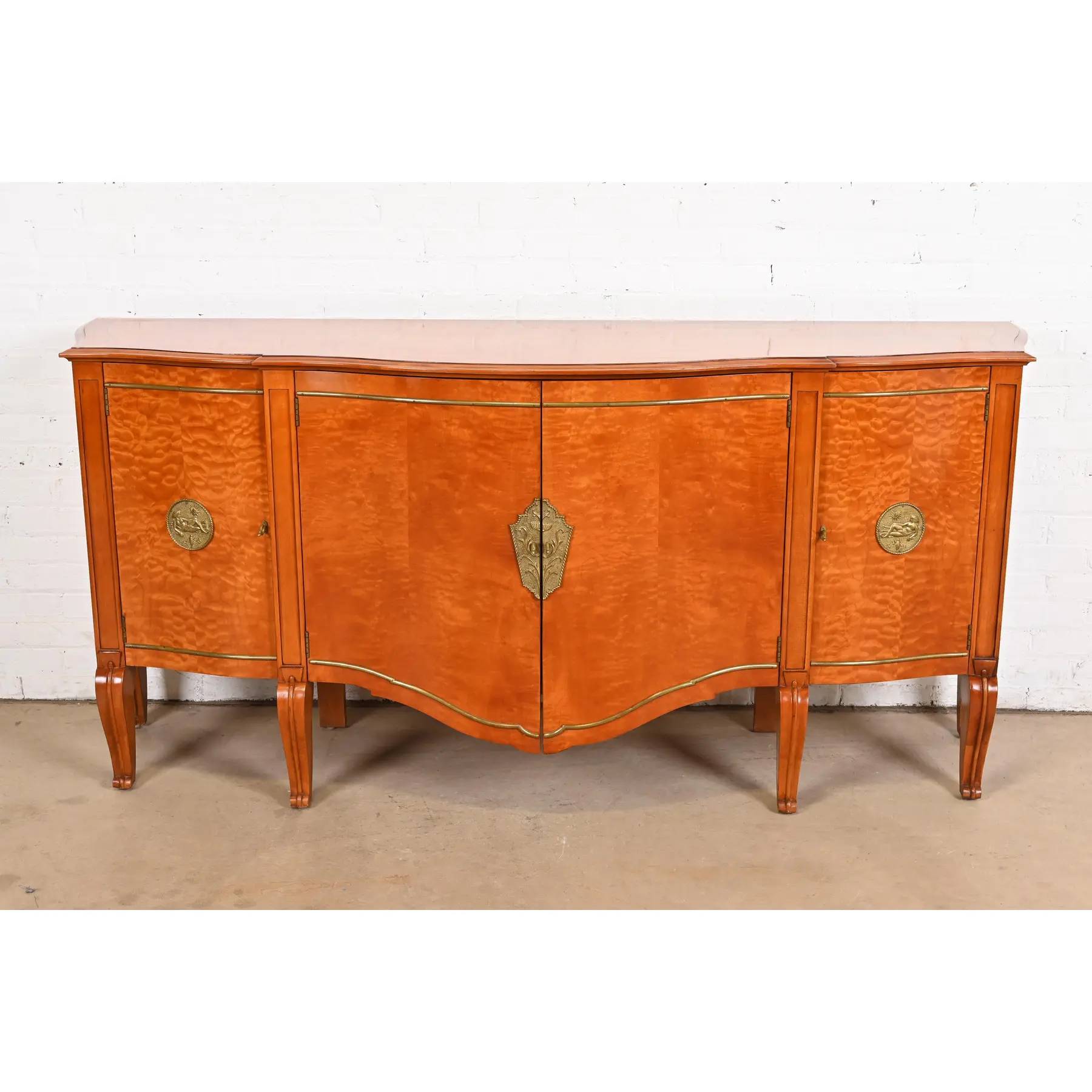 John Widdicomb French Regency Louis XVI Burl Wood and Brass Sideboard Credenza - Image 2