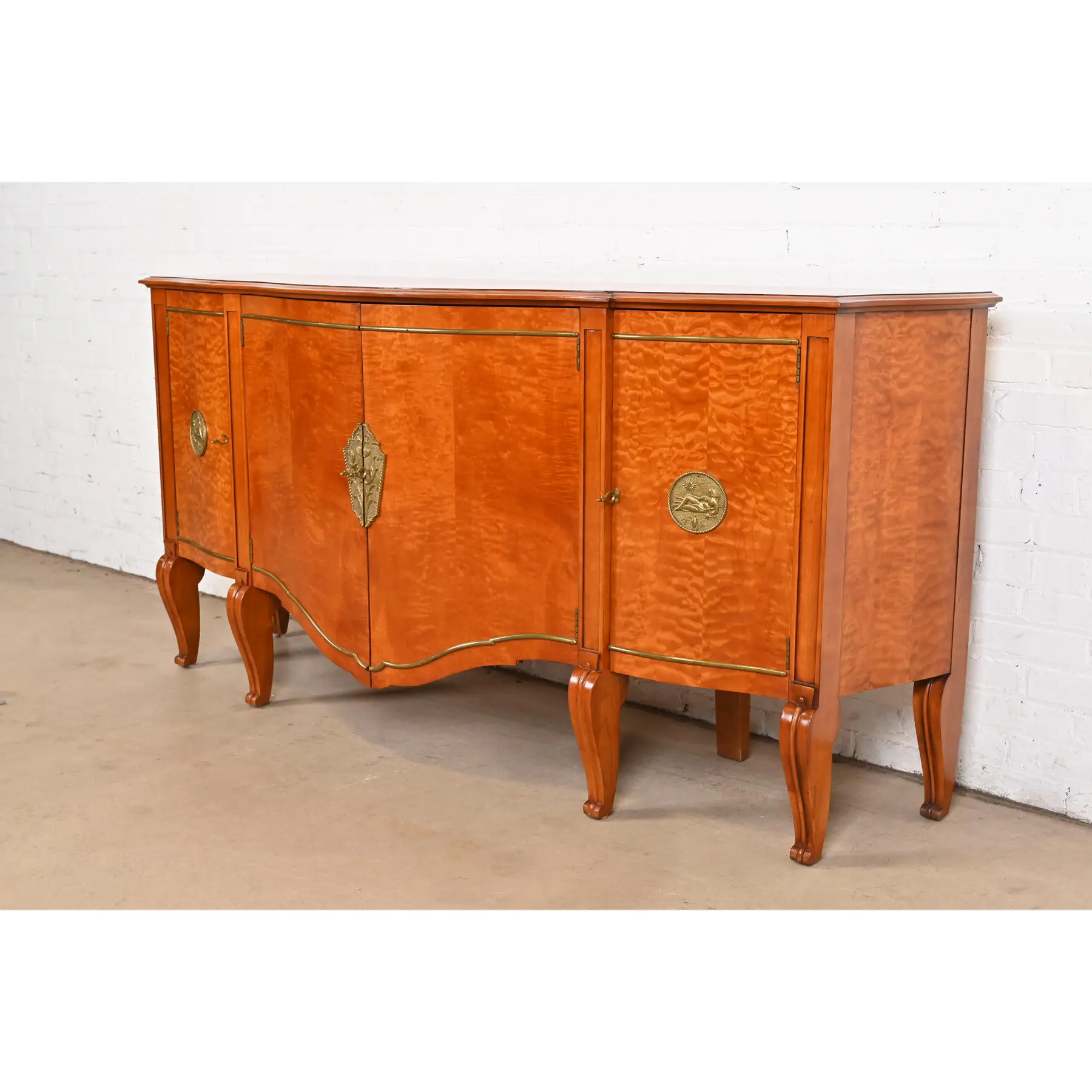 John Widdicomb French Regency Louis XVI Burl Wood and Brass Sideboard Credenza - Image 3
