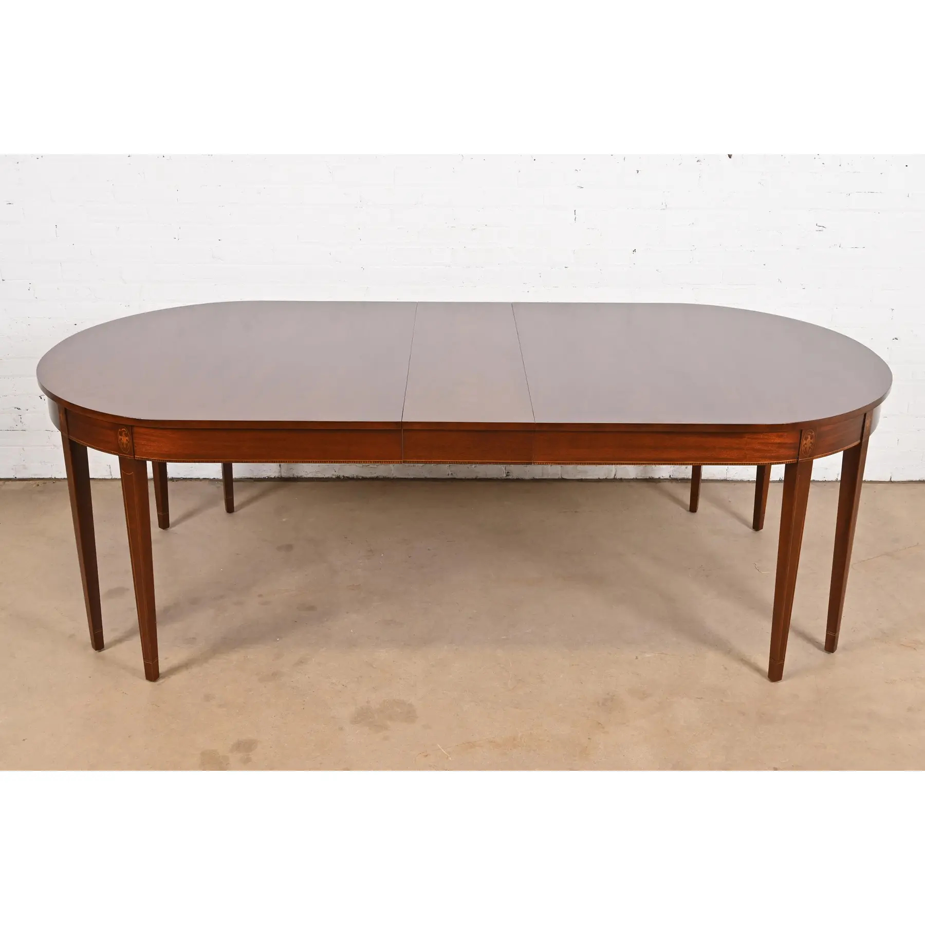 Kindel Furniture Federal Inlaid Mahogany Extension Dining Table, Newly Refinished - Image 2