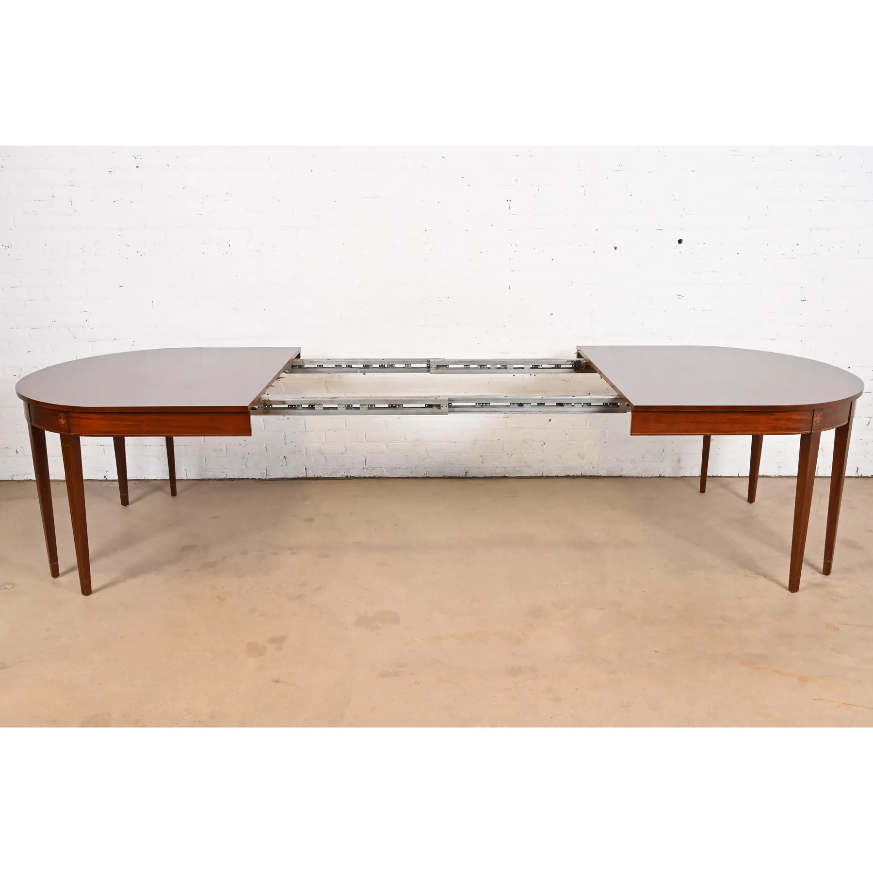 Kindel Furniture Federal Inlaid Mahogany Extension Dining Table, Newly Refinished - Image 6