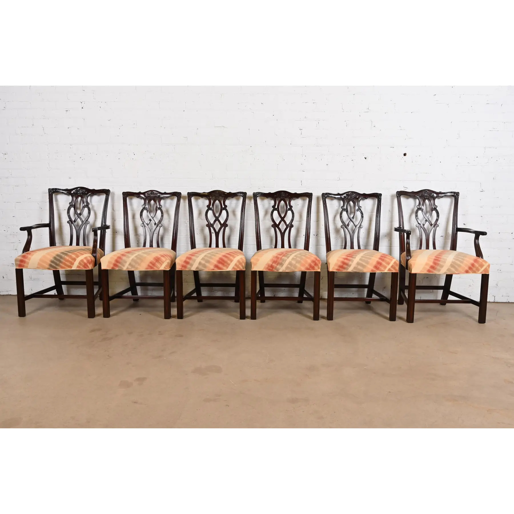 Kindel Furniture Georgian Carved Mahogany Dining Chairs, Set of Six - Image 2