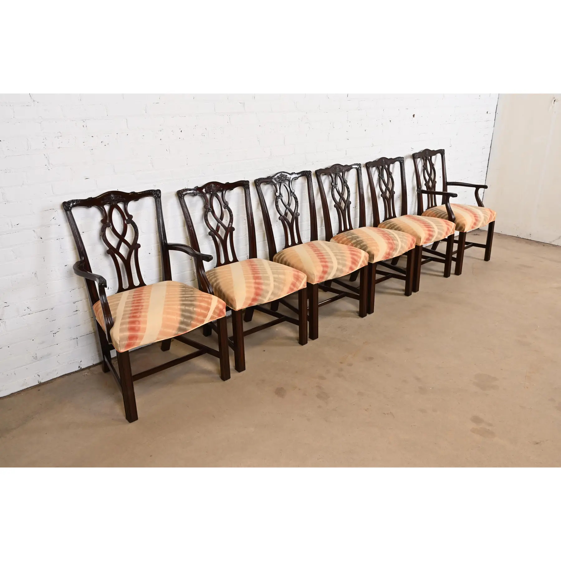 Kindel Furniture Georgian Carved Mahogany Dining Chairs, Set of Six - Image 3