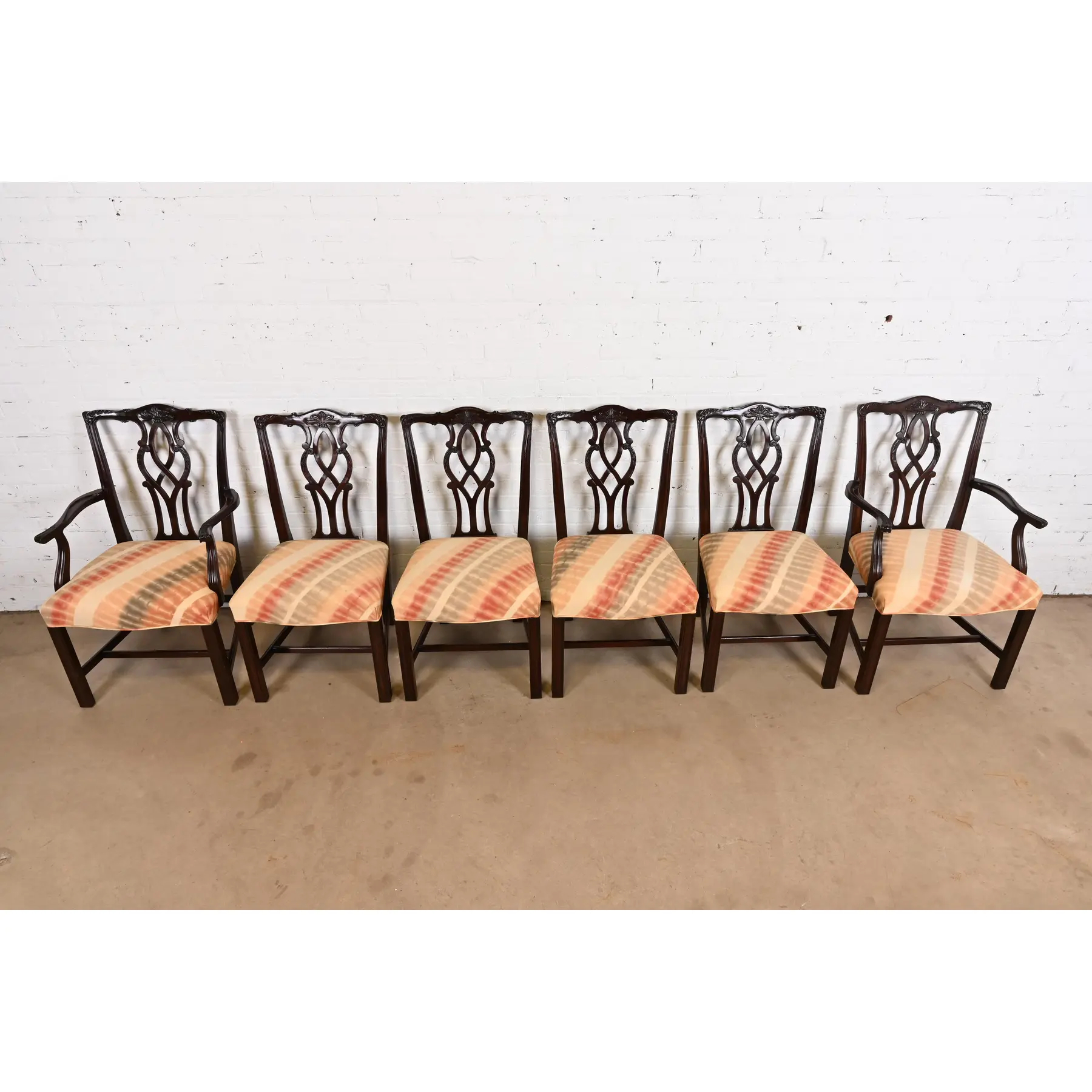 Kindel Furniture Georgian Carved Mahogany Dining Chairs, Set of Six - Image 4