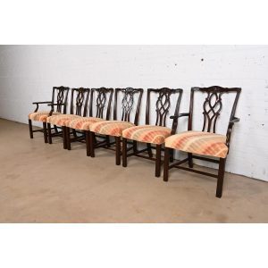 Kindel Furniture Georgian Carved Mahogany Dining Chairs, Set of Six