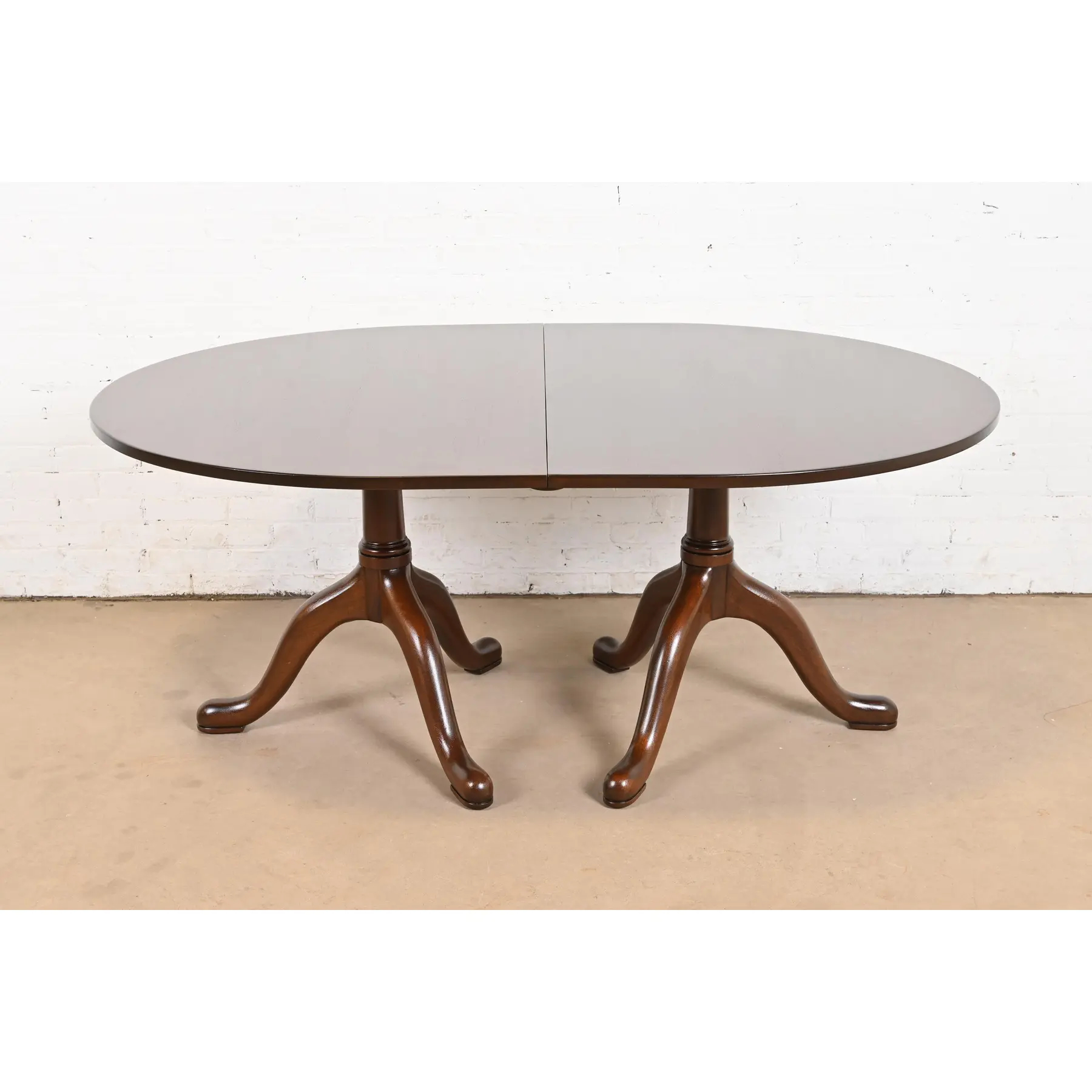 Kittinger Georgian Solid Mahogany Double Pedestal Extension Dining Table, Newly Refinished - Image 7