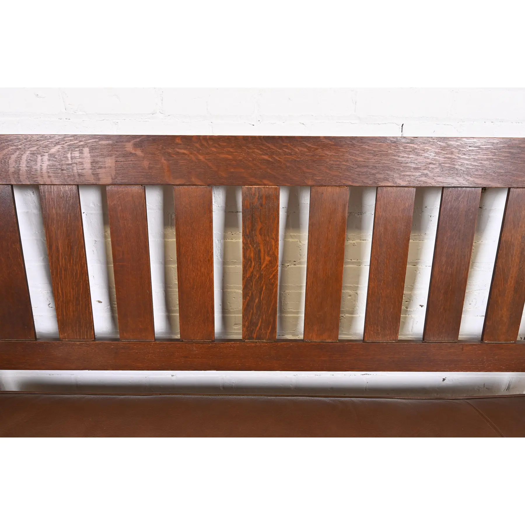 Limbert Mission Oak Arts & Crafts Open Arm Settee or Loveseat, Circa 1900 - Image 6