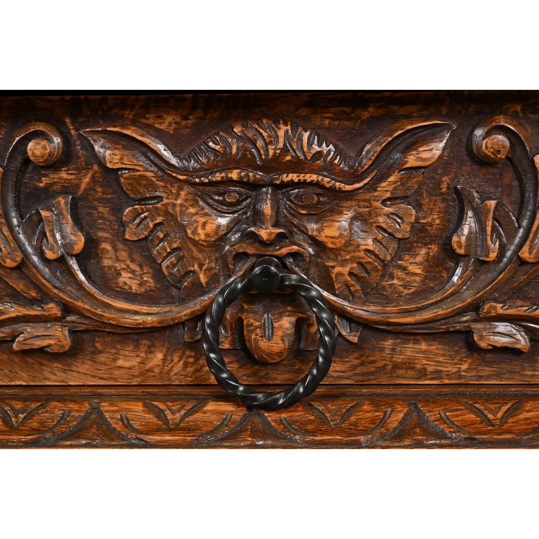 R. J. Horner Style Renaissance Revival Monumental Ornate Carved Oak Sideboard or Bar Cabinet - Image 6