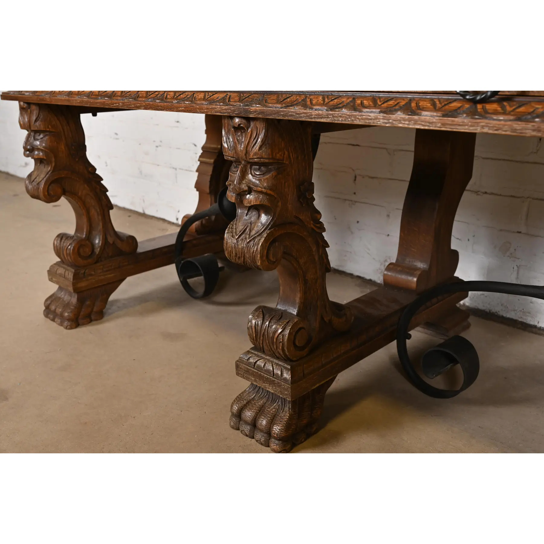 R. J. Horner Style Renaissance Revival Monumental Ornate Carved Oak Sideboard or Bar Cabinet - Image 7