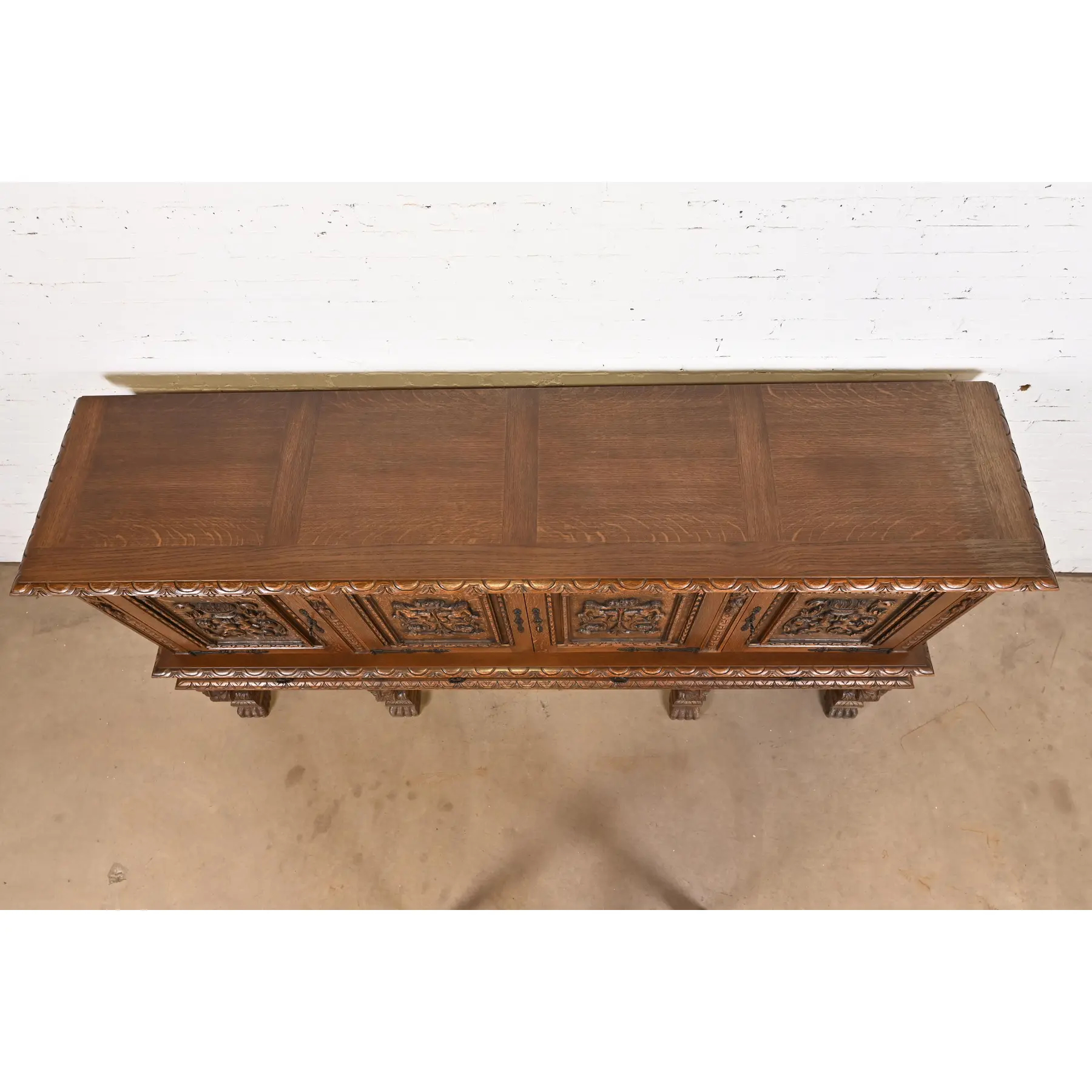 R. J. Horner Style Renaissance Revival Monumental Ornate Carved Oak Sideboard or Bar Cabinet - Image 8