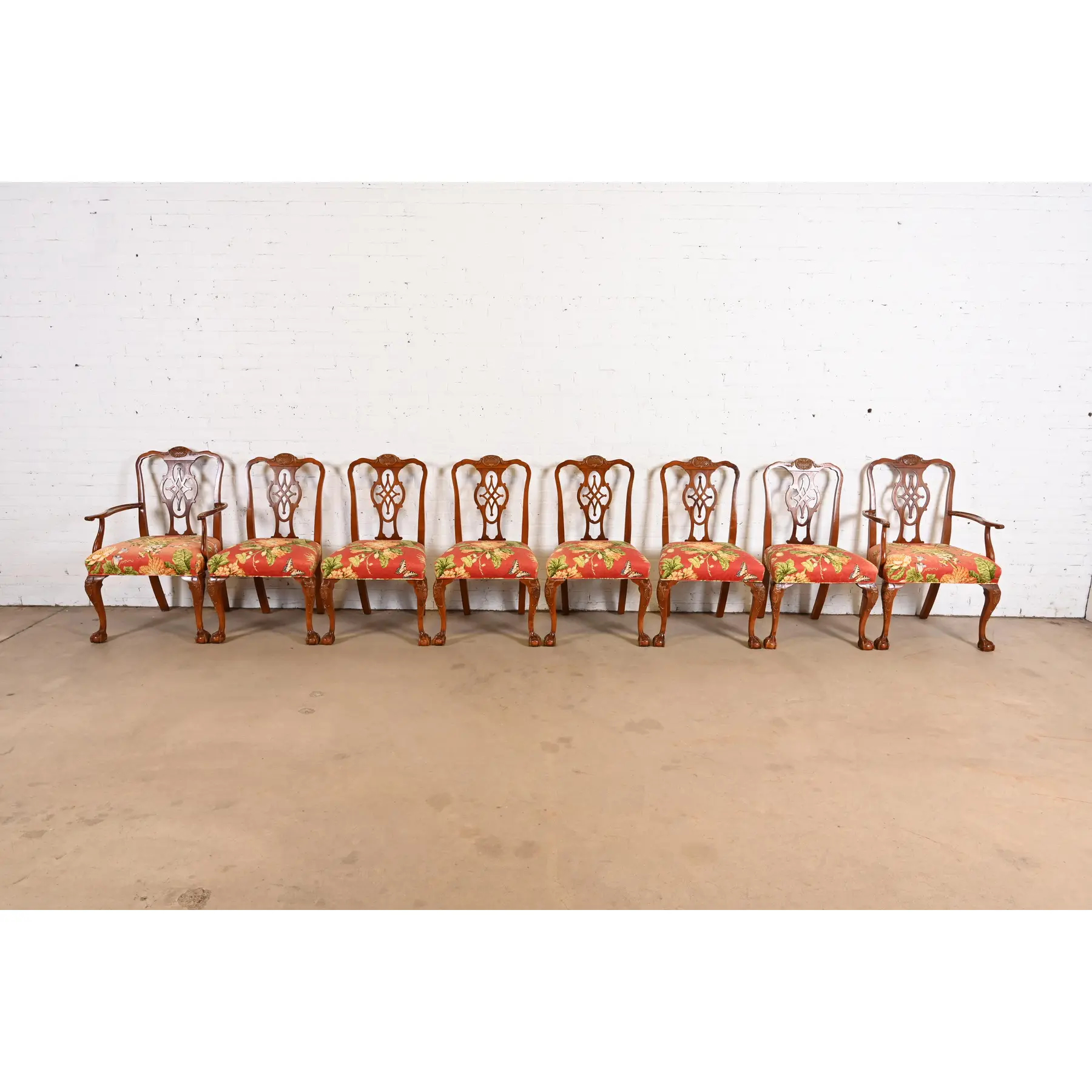 Romweber Chippendale Carved Mahogany Dining Chairs, Set of Eight - Image 3