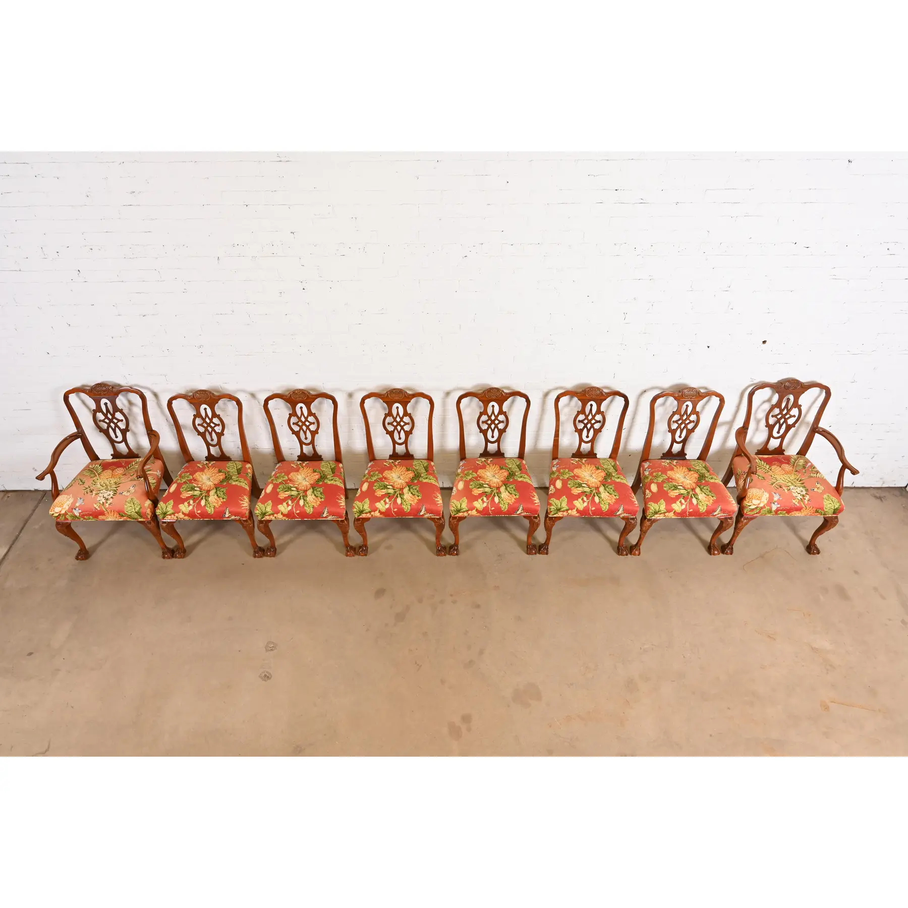 Romweber Chippendale Carved Mahogany Dining Chairs, Set of Eight - Image 5