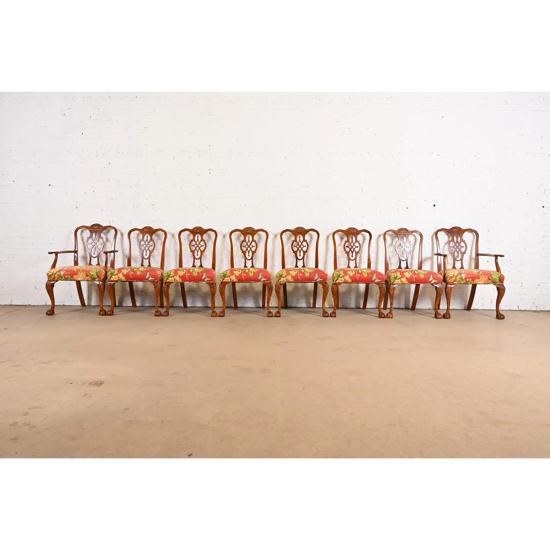 Romweber Chippendale Carved Mahogany Dining Chairs, Set of Eight - Image 2