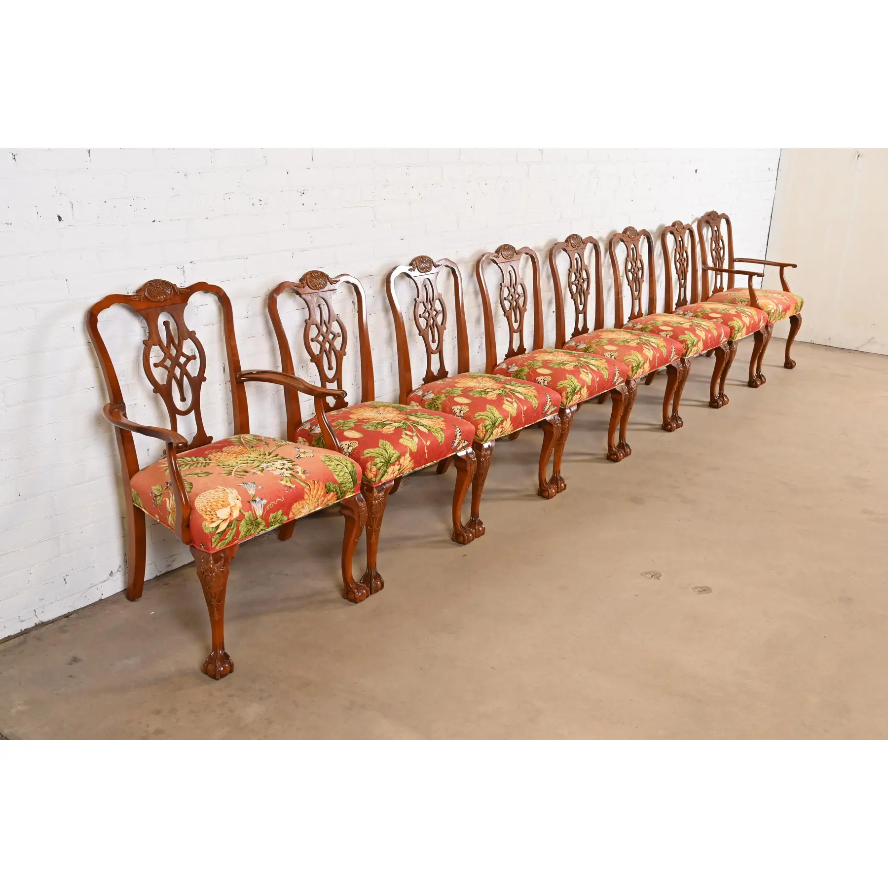 Romweber Chippendale Carved Mahogany Dining Chairs, Set of Eight - Image 4