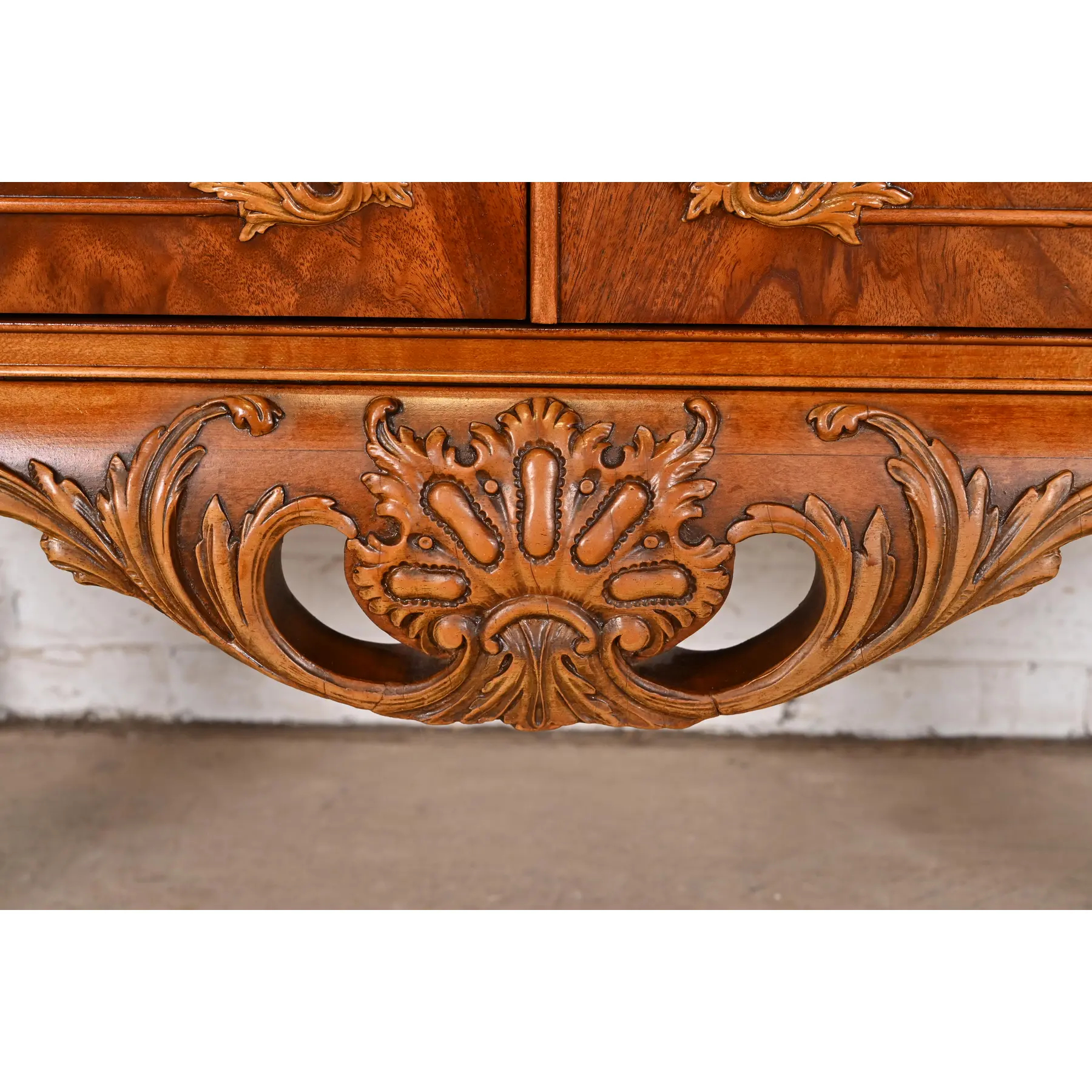 Romweber Chippendale Flame Mahogany Breakfront Bookcase Cabinet, Circa 1920s - Image 8