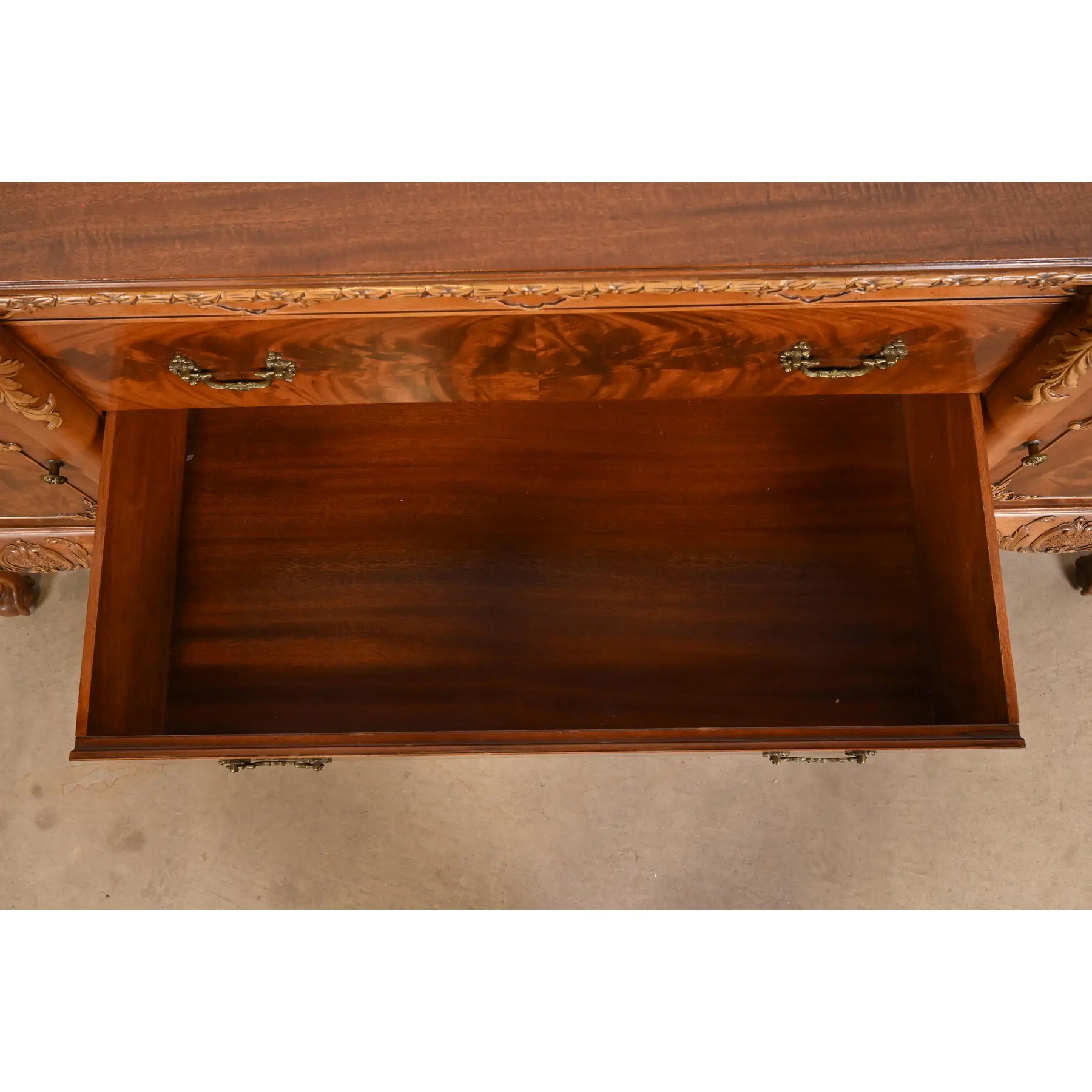 Romweber Chippendale Flame Mahogany Carved Sideboard Buffet, Circa 1920s - Image 6