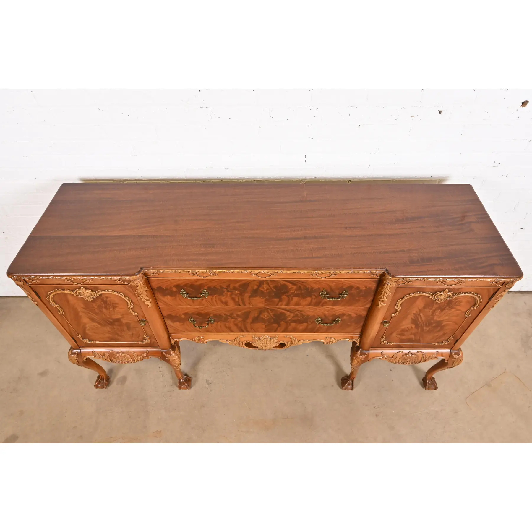 Romweber Chippendale Flame Mahogany Carved Sideboard Buffet, Circa 1920s - Image 9