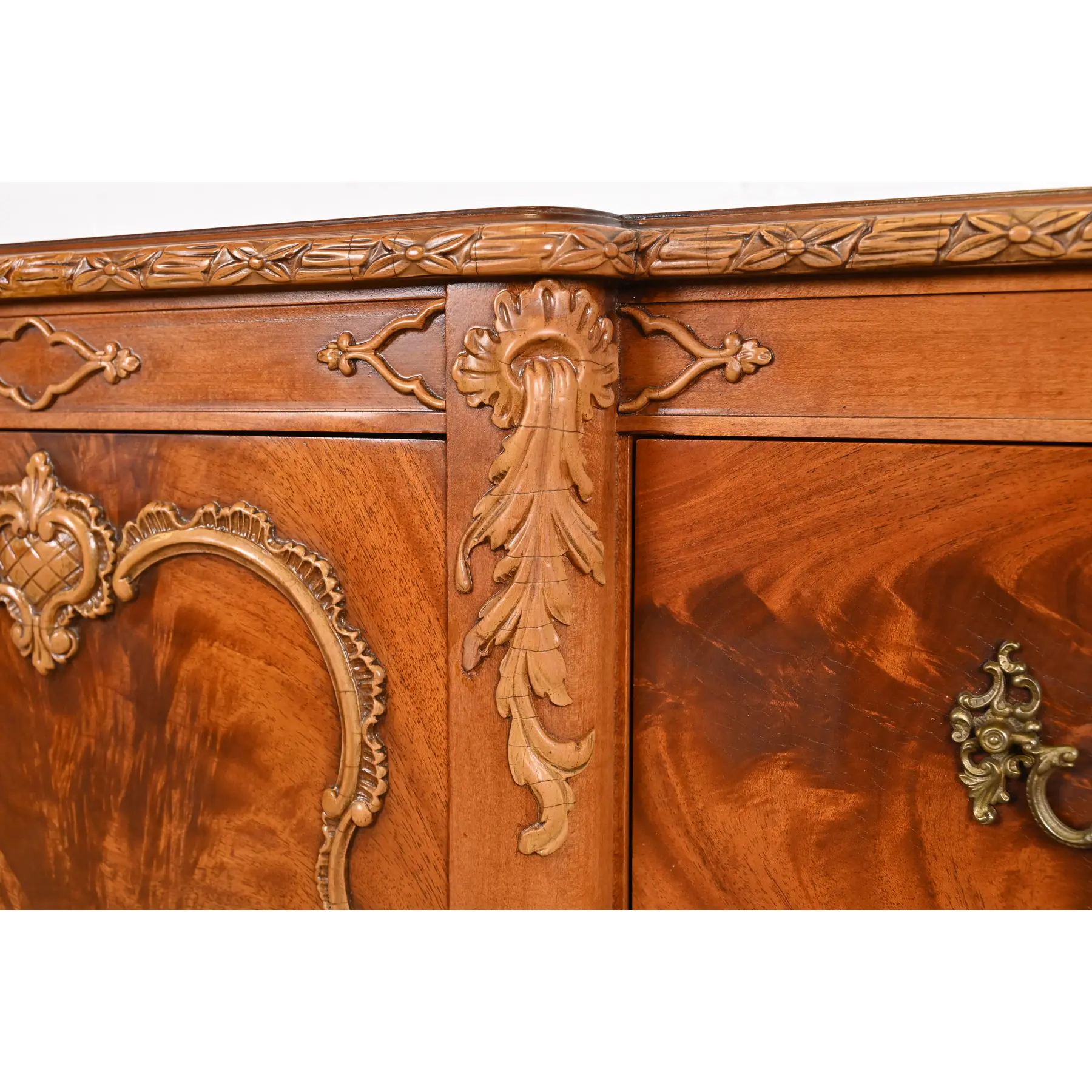 Romweber Chippendale Flame Mahogany Carved Sideboard Buffet, Circa 1920s - Image 7
