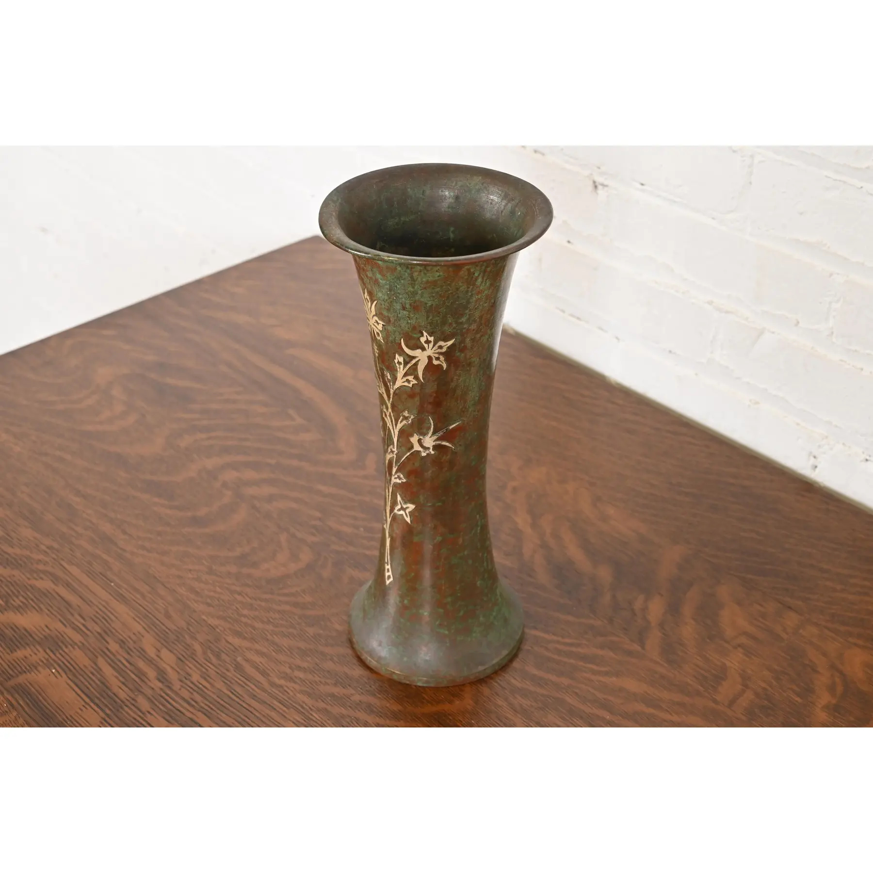 Silver Crest Arts & Crafts Sterling Silver on Bronze Vase - Image 2
