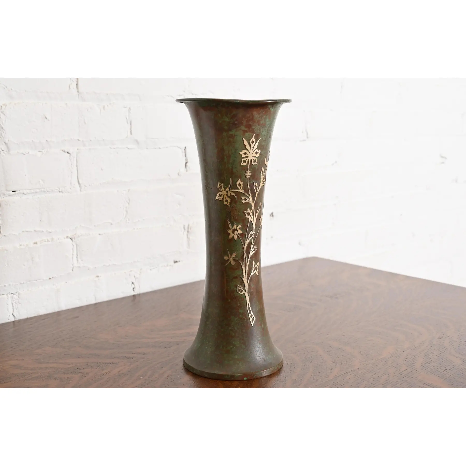 Silver Crest Arts & Crafts Sterling Silver on Bronze Vase - Image 3
