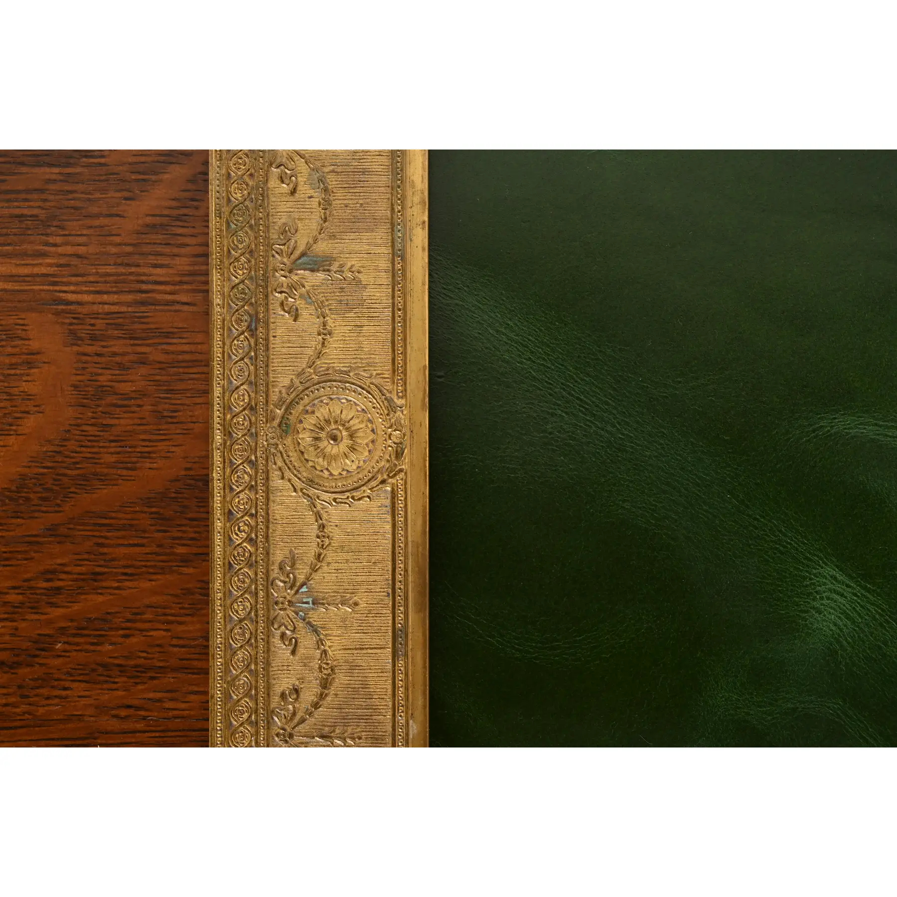 Tiffany Studios New York "Adam" Bronze Doré Blotter Ends With Leather Desk Blotter - Image 5