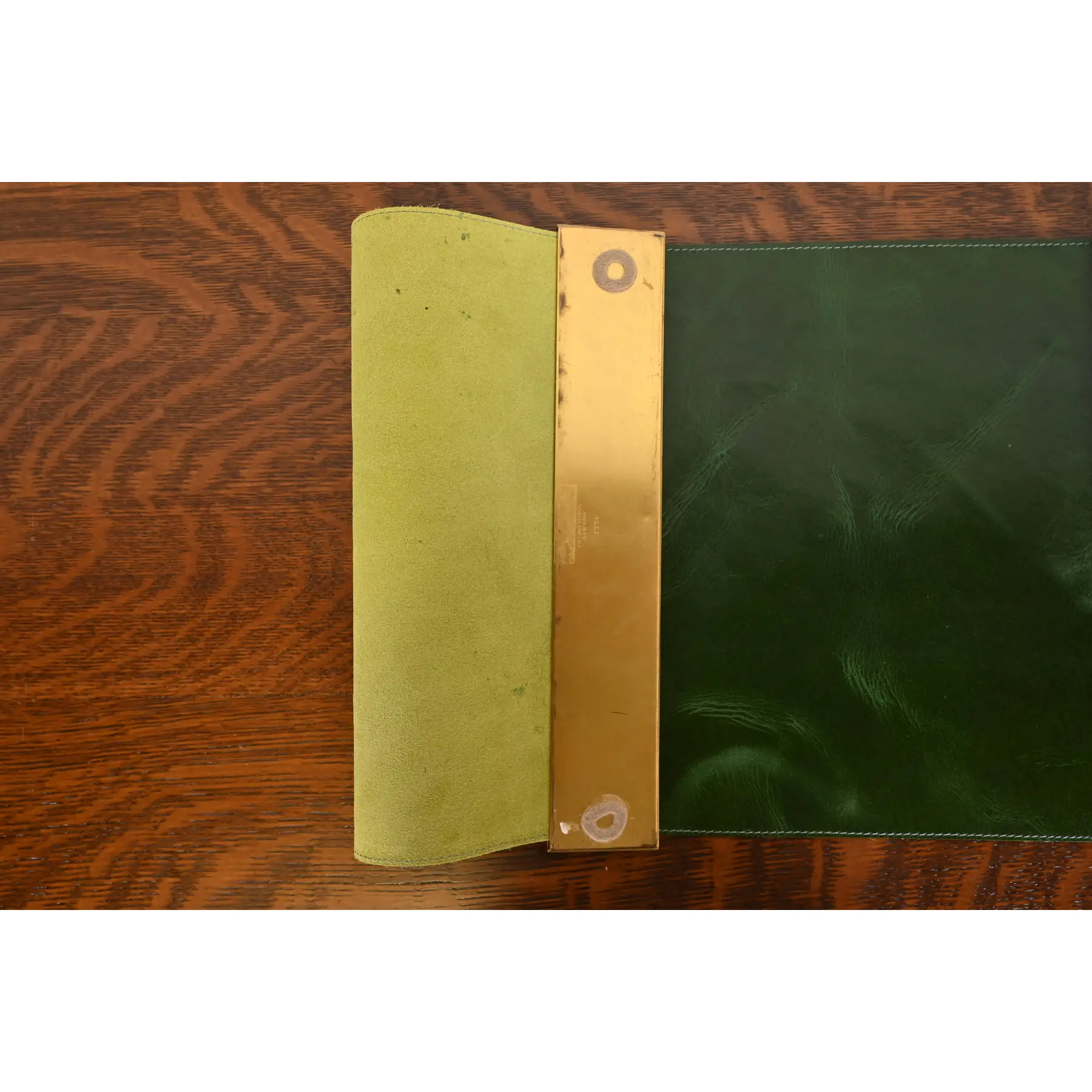 Tiffany Studios New York "Adam" Bronze Doré Blotter Ends With Leather Desk Blotter - Image 7