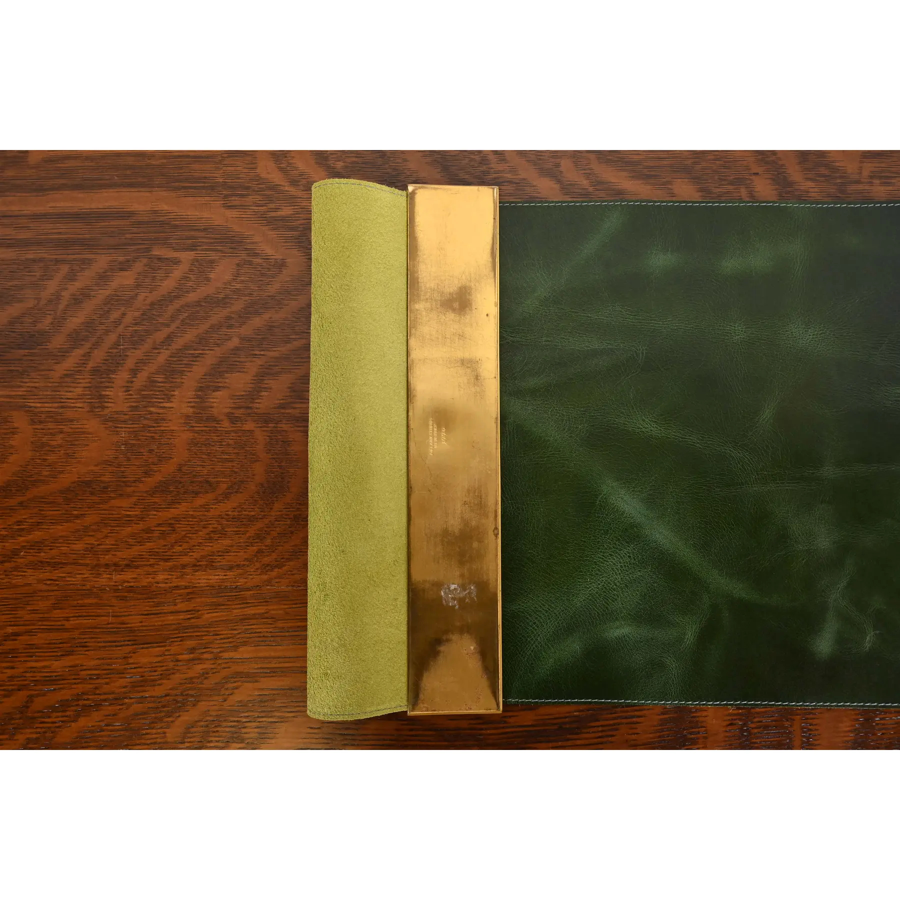 Tiffany Studios New York "Adam" Bronze Doré Blotter Ends With Leather Desk Blotter - Image 6