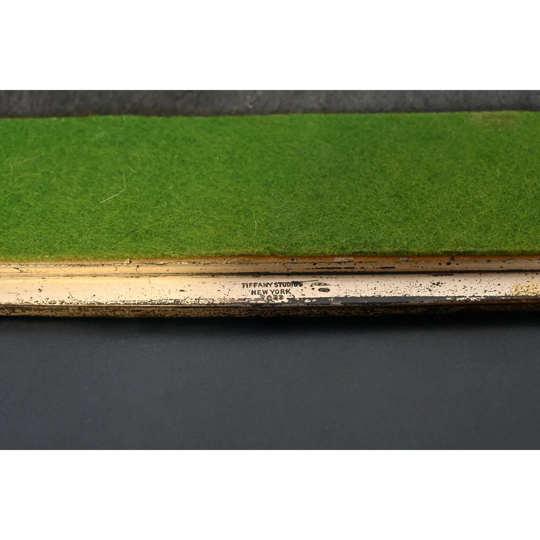 Tiffany Studios New York Heraldic Bronze Blotter Ends With Leather Desk Blotter - Image 7