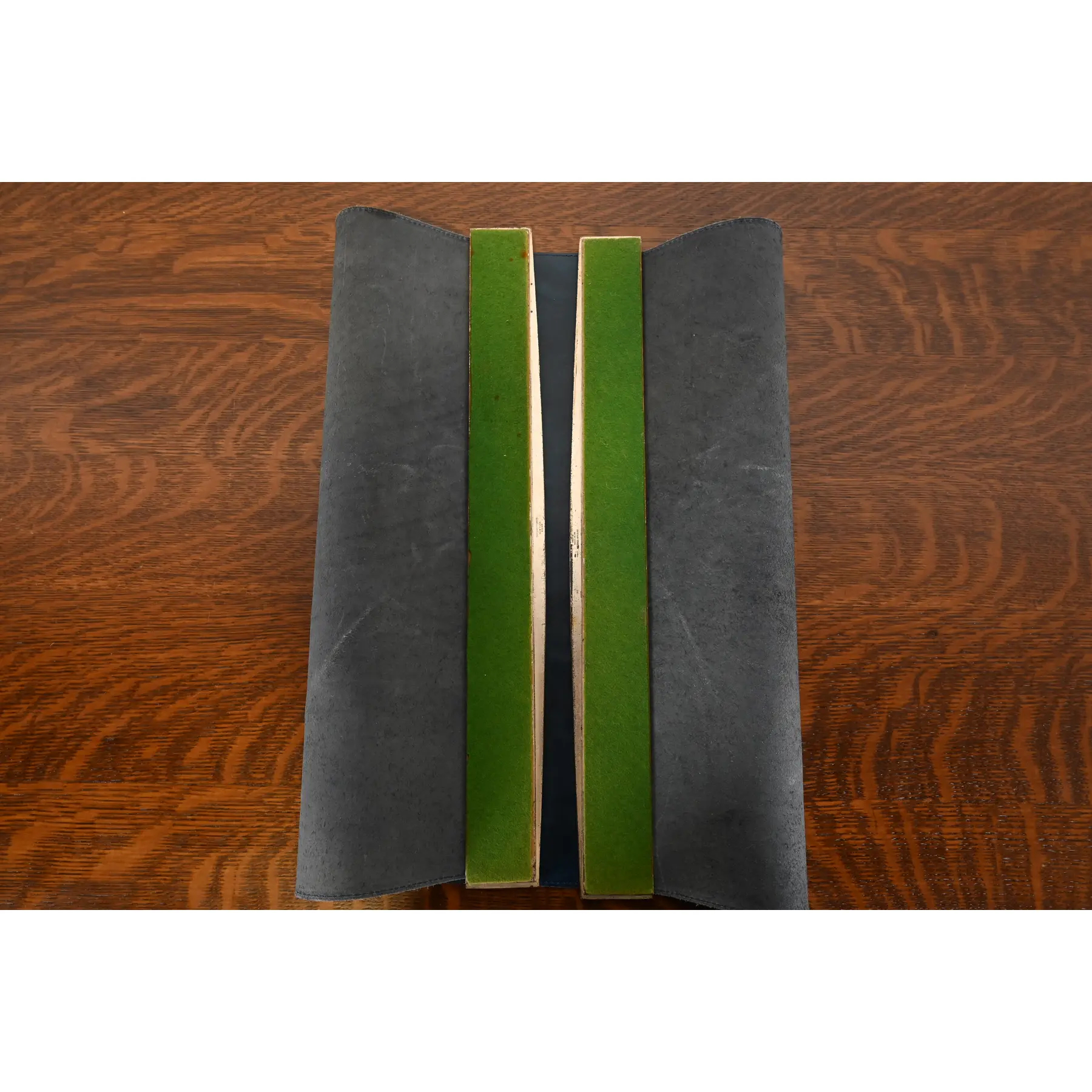 Tiffany Studios New York Heraldic Bronze Blotter Ends With Leather Desk Blotter - Image 6