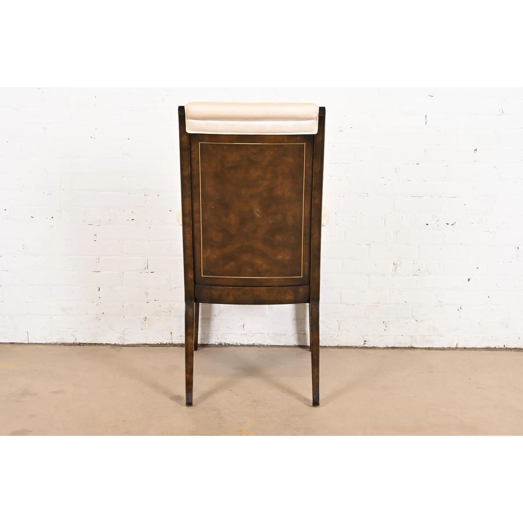 William Doezema for Mastercraft Hollywood Regency Burl Wood and Brass Dining Chairs, Set of Six - Image 10
