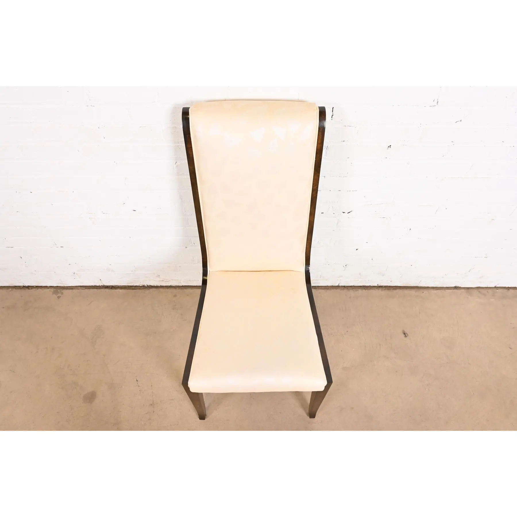 William Doezema for Mastercraft Hollywood Regency Burl Wood and Brass Dining Chairs, Set of Six - Image 5