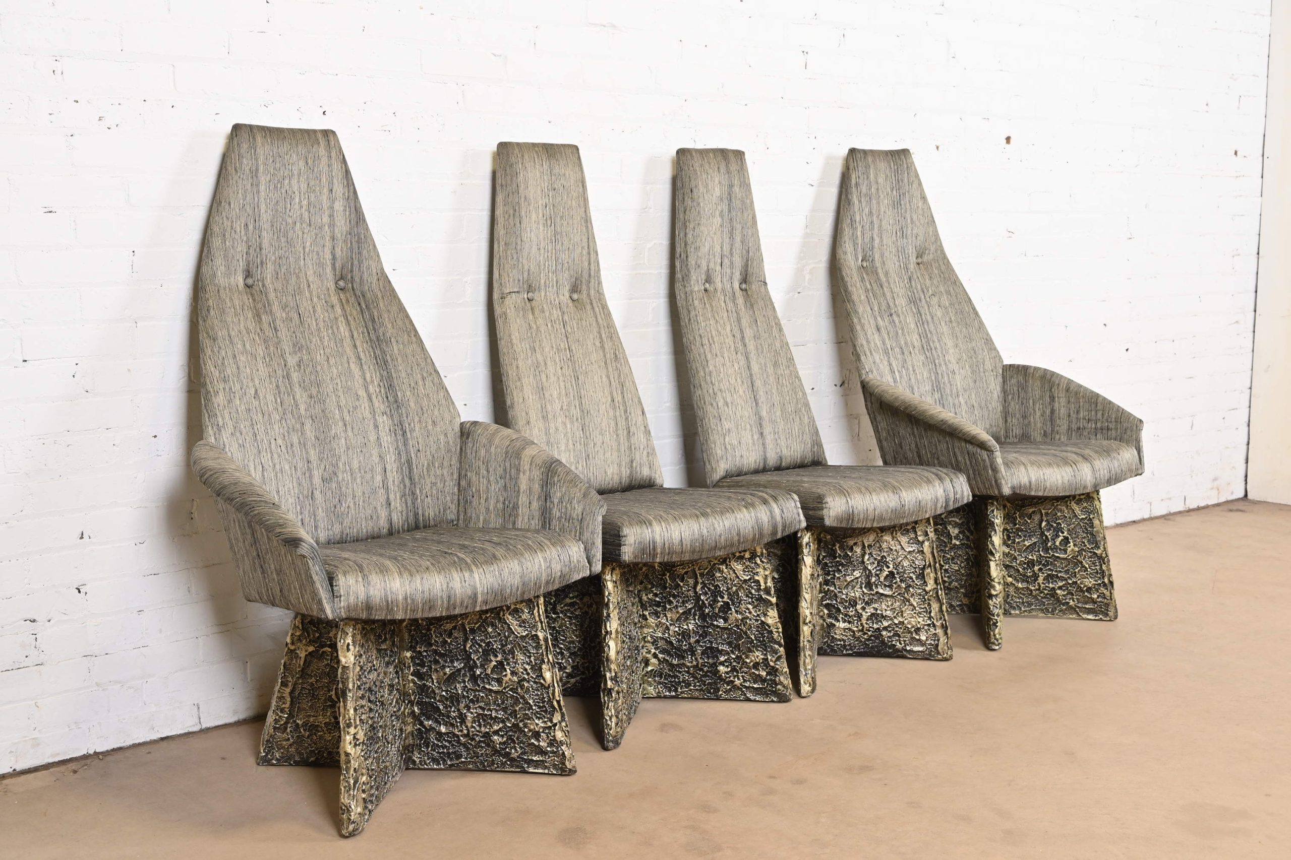 Adrian Pearsall Mid-Century Brutalist High Back Dining Chairs, Set of Four