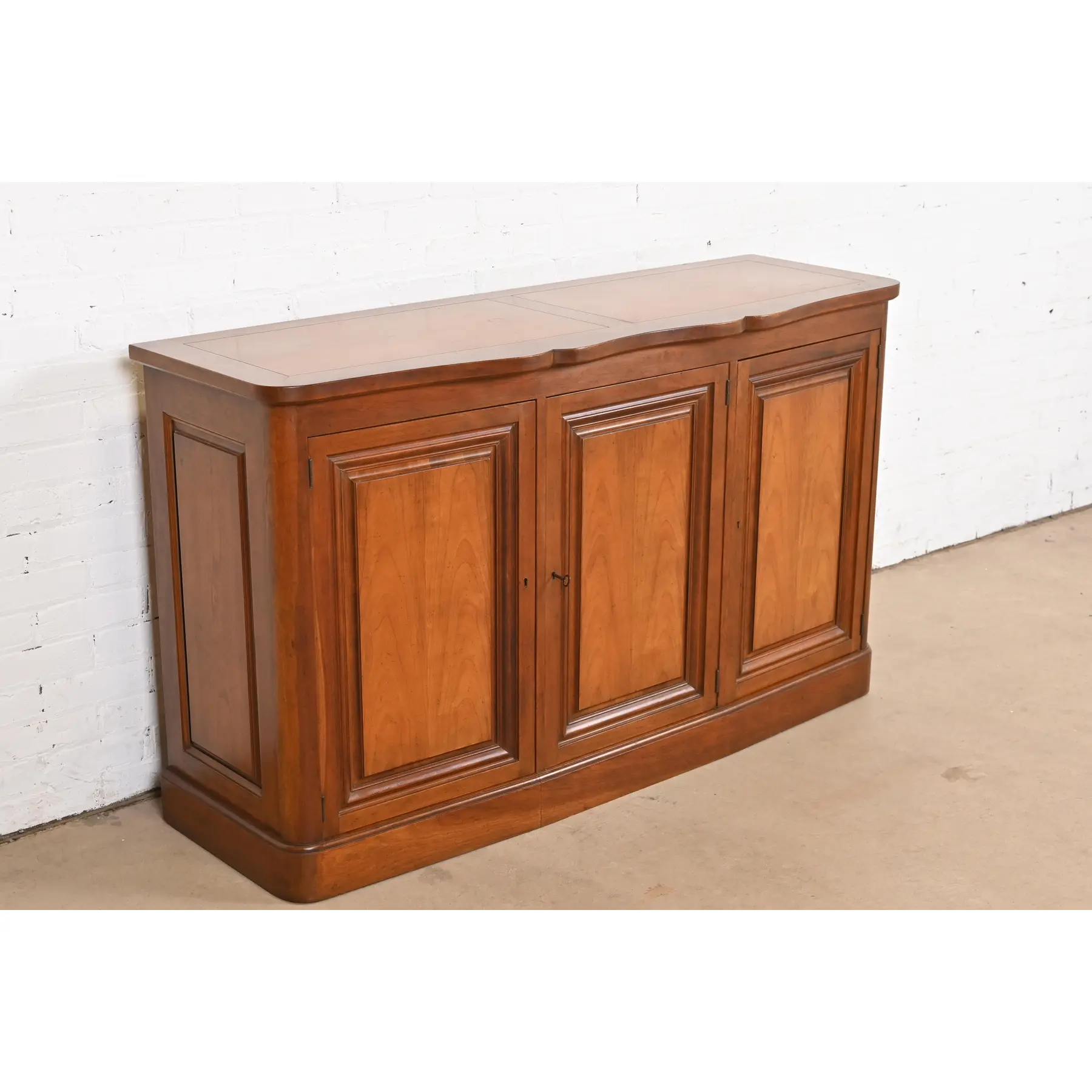 Baker Furniture Mid-Century French Regency Cherry Wood Sideboard or Bar Cabinet, Circa 1960s - Image 4