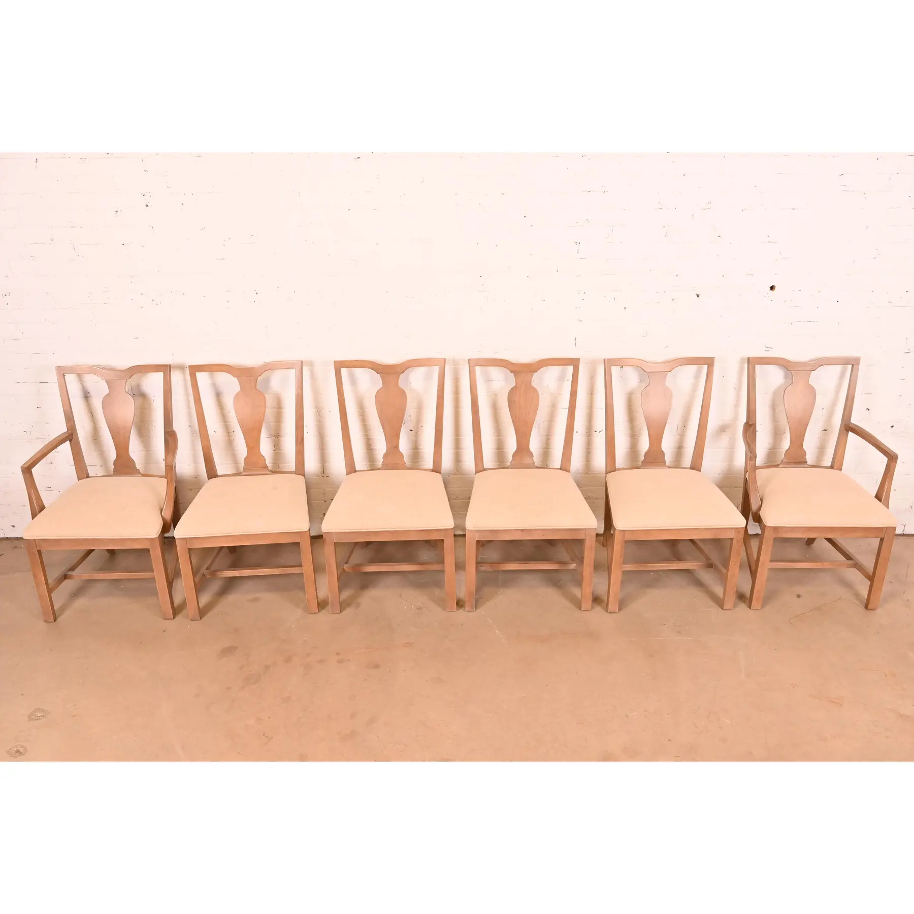 Ethan Allen Modern Chippendale Carved Maple Dining Chairs, Set of Six - Image 4