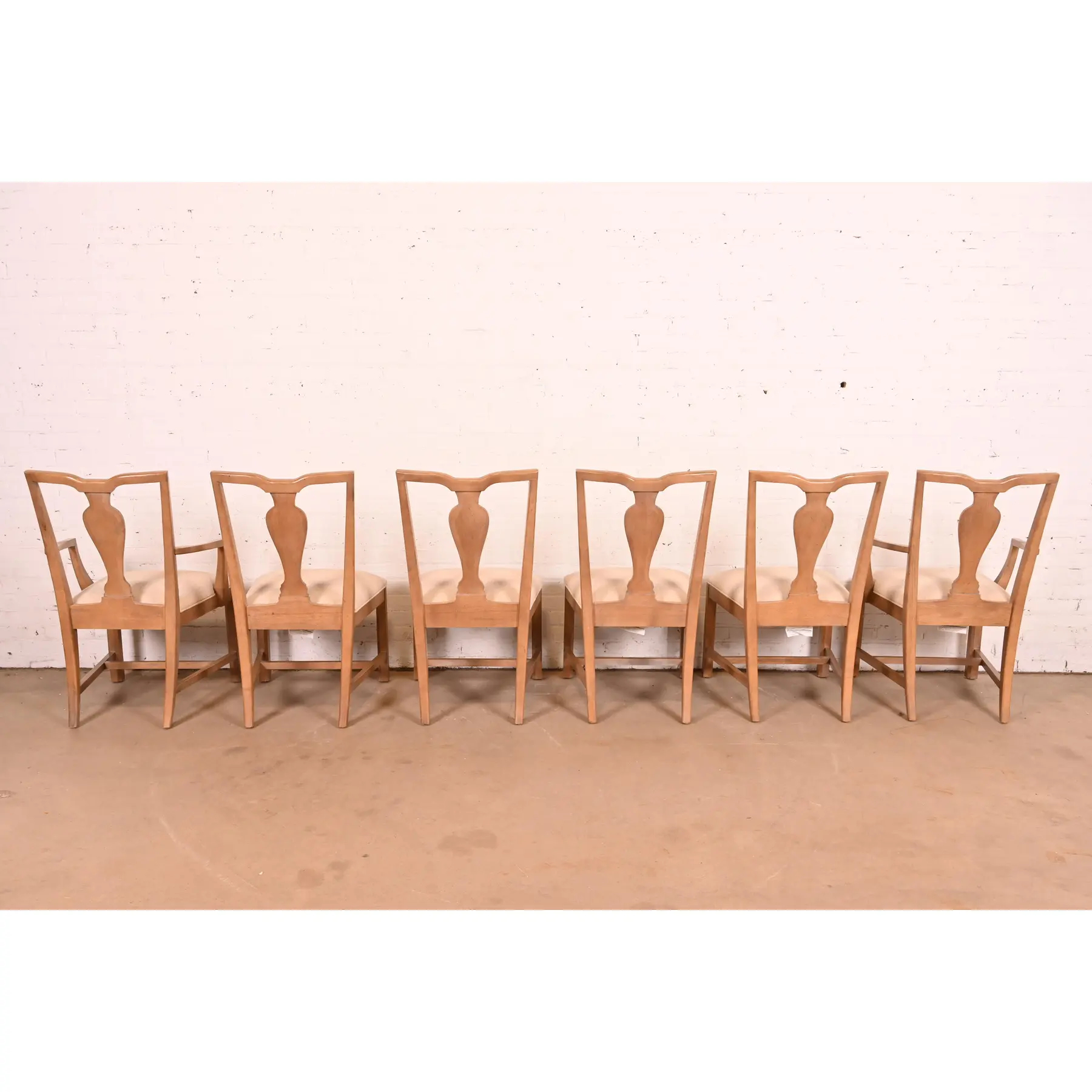 Ethan Allen Modern Chippendale Carved Maple Dining Chairs, Set of Six - Image 6
